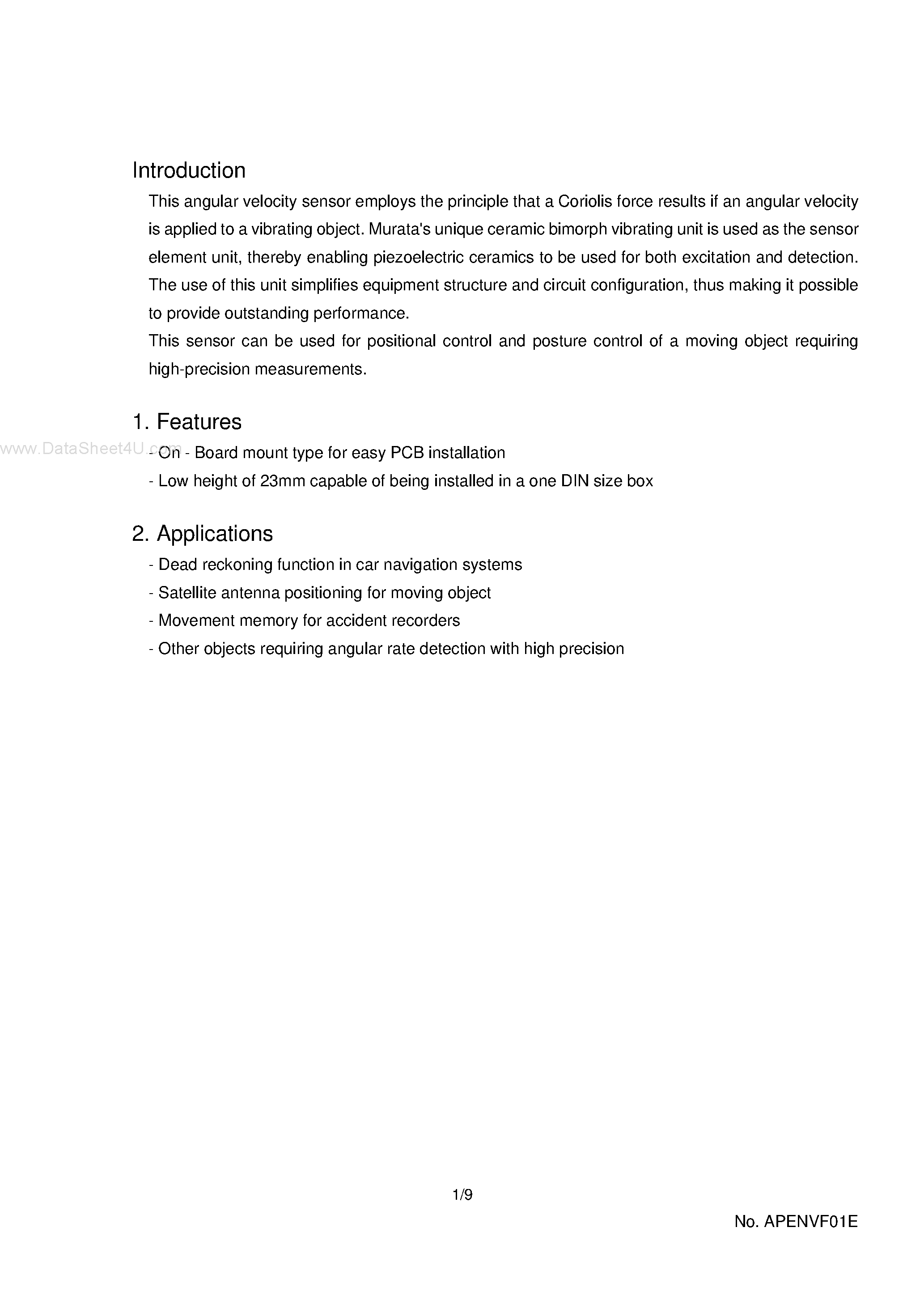 Даташит на микросхему ENV-05F-03 страница 2 Даташит ENV-05F-03 - Operation Manual страница 2