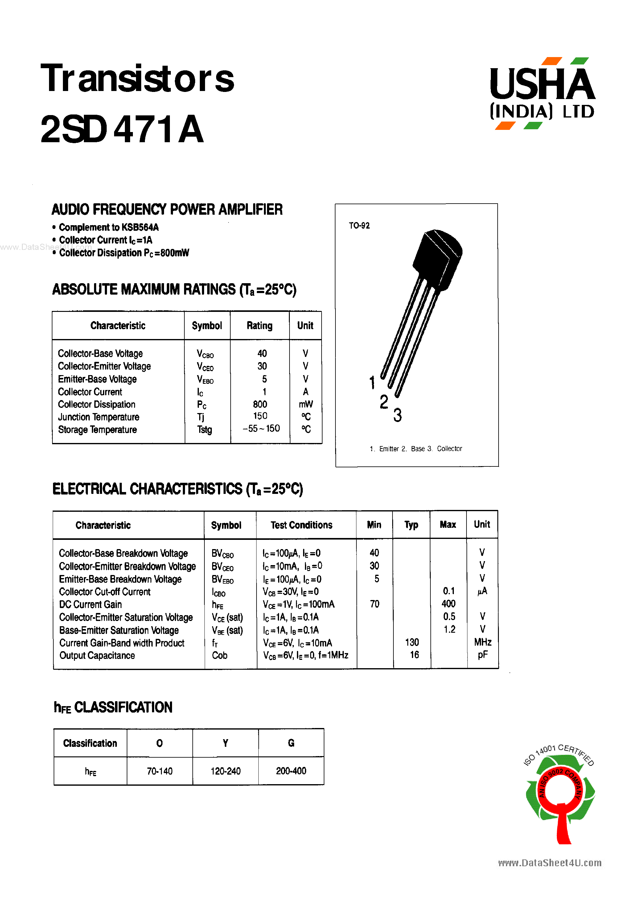 Даташит 2SD471A - Transistors страница 1