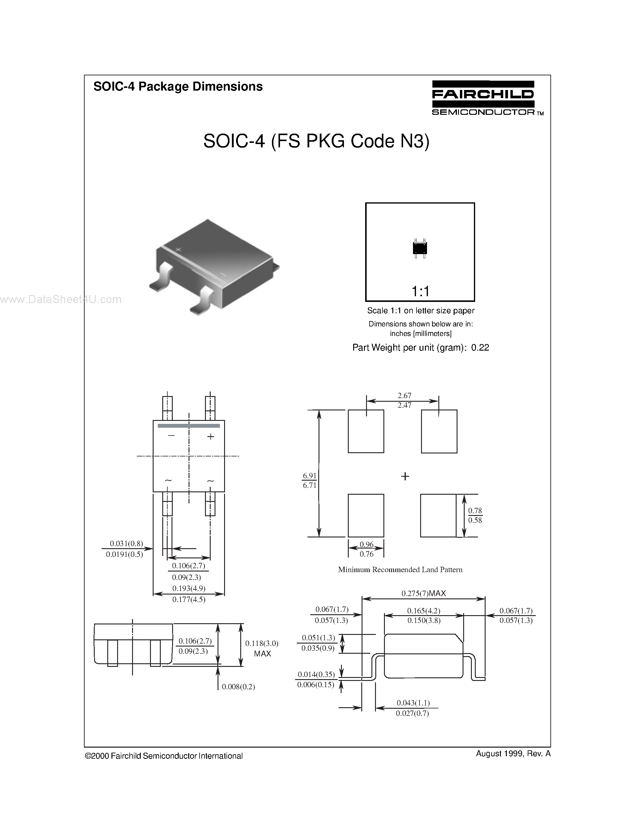 Datasheet SOIC-4 page 1 Datasheet SOIC-4 - Dimensions page 1