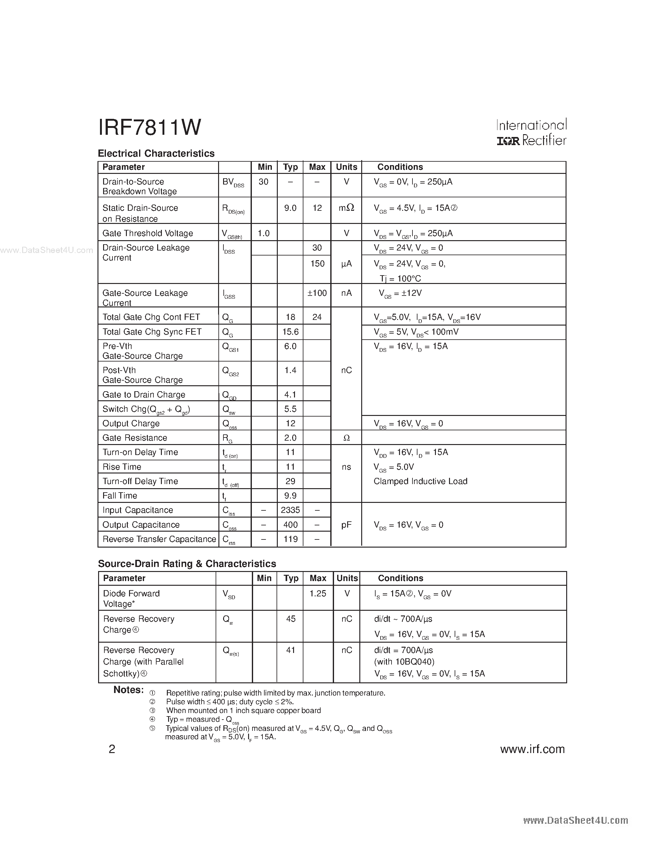Datasheet F7811W page 2 Datasheet F7811W - Search -----> IRF7811W page 2