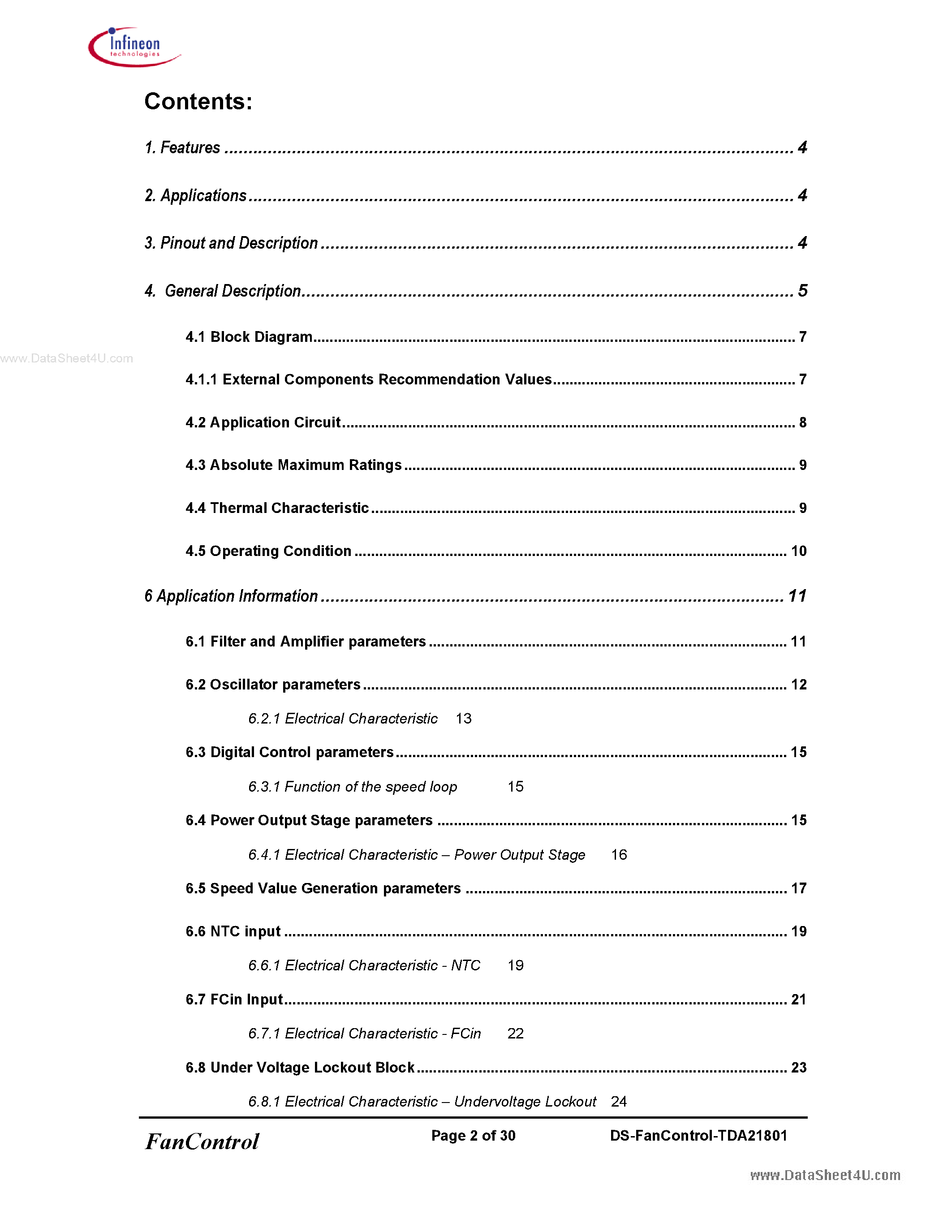 Datasheet TDA21801 - Low Cost Fan Speed Controller page 2