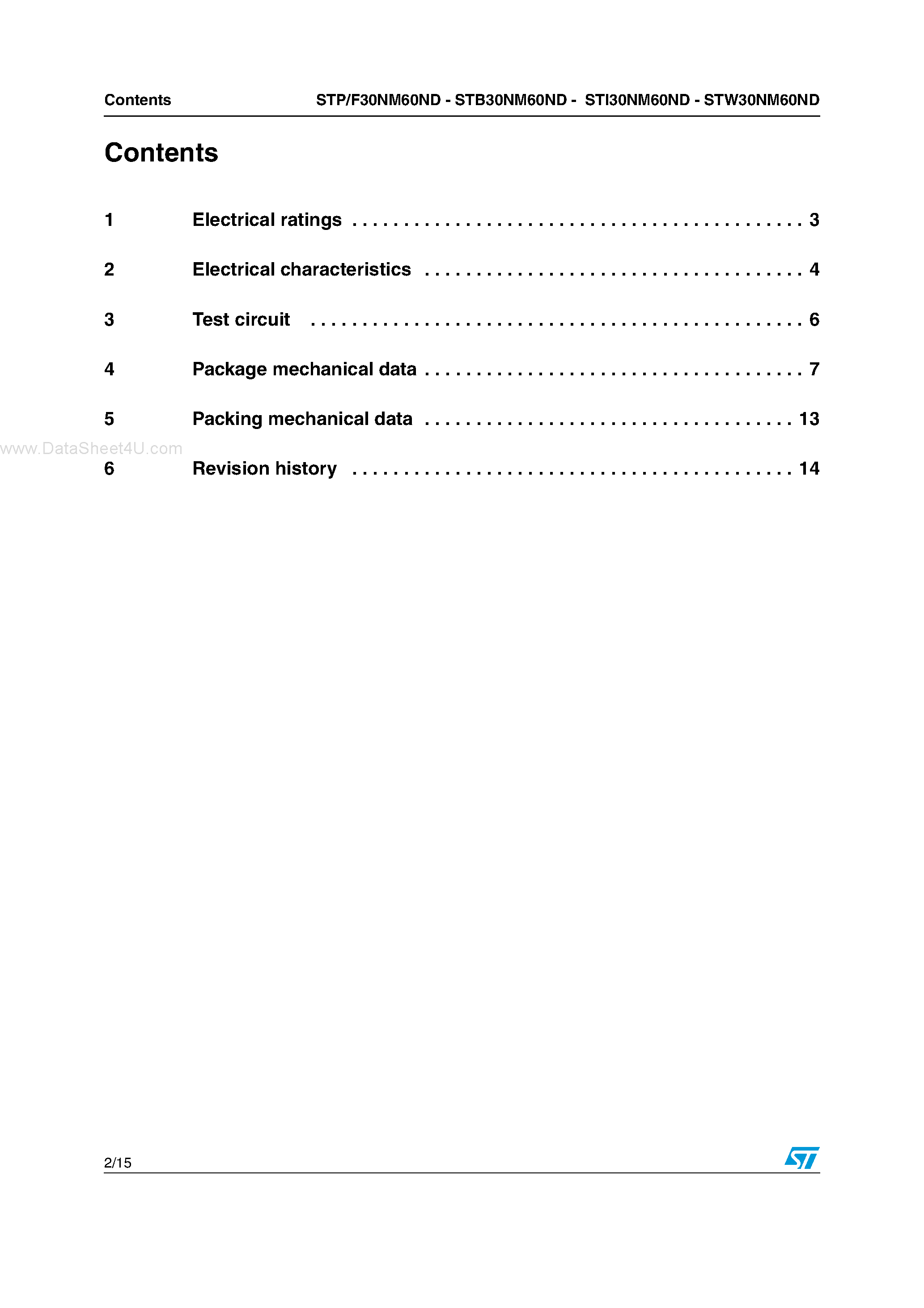 Datasheet STF30NM60ND - N-channel Power MOSFET page 2