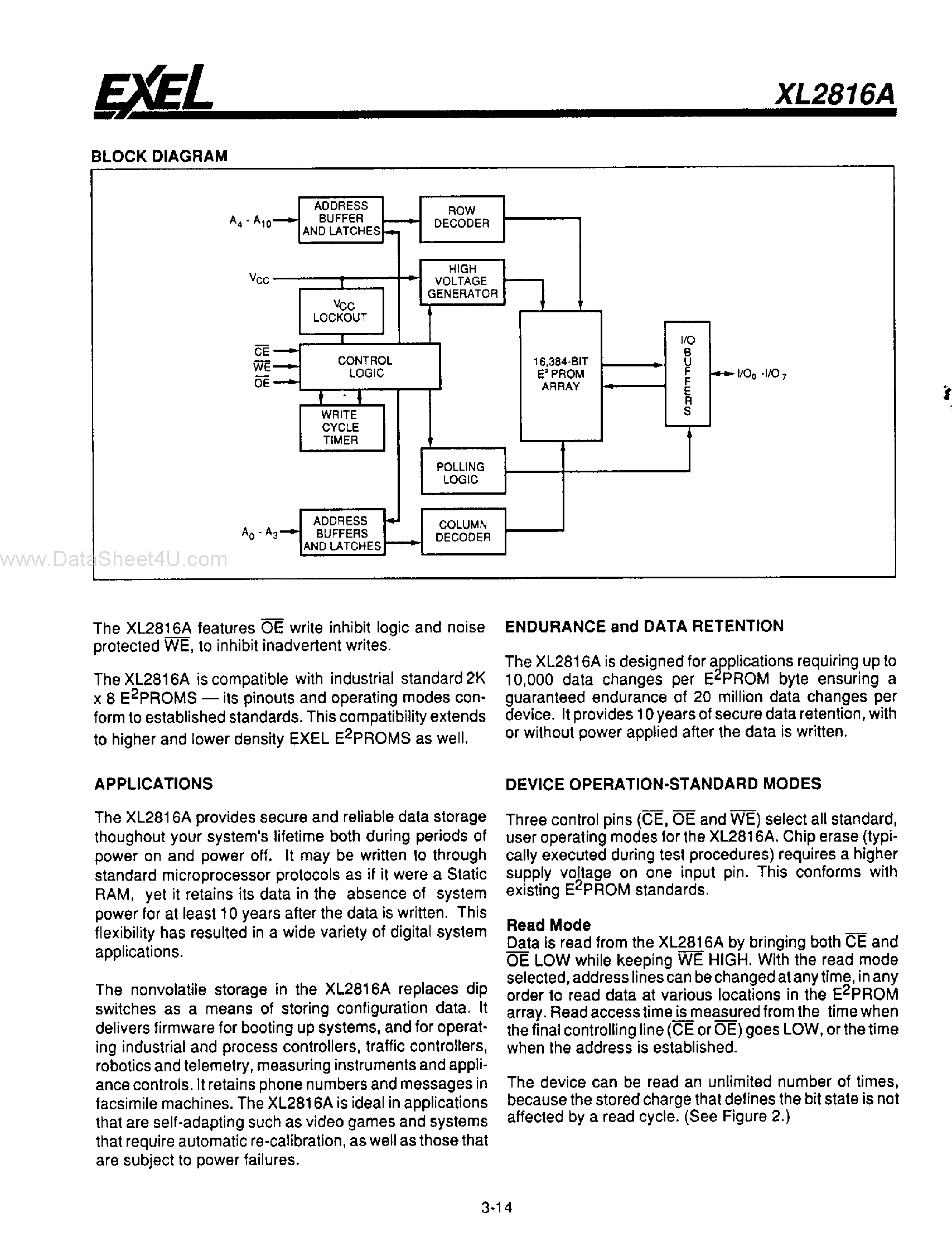 Datasheet XL2816A page 2 Datasheet XL2816A - 2K X 8 Electrically EPROM page 2