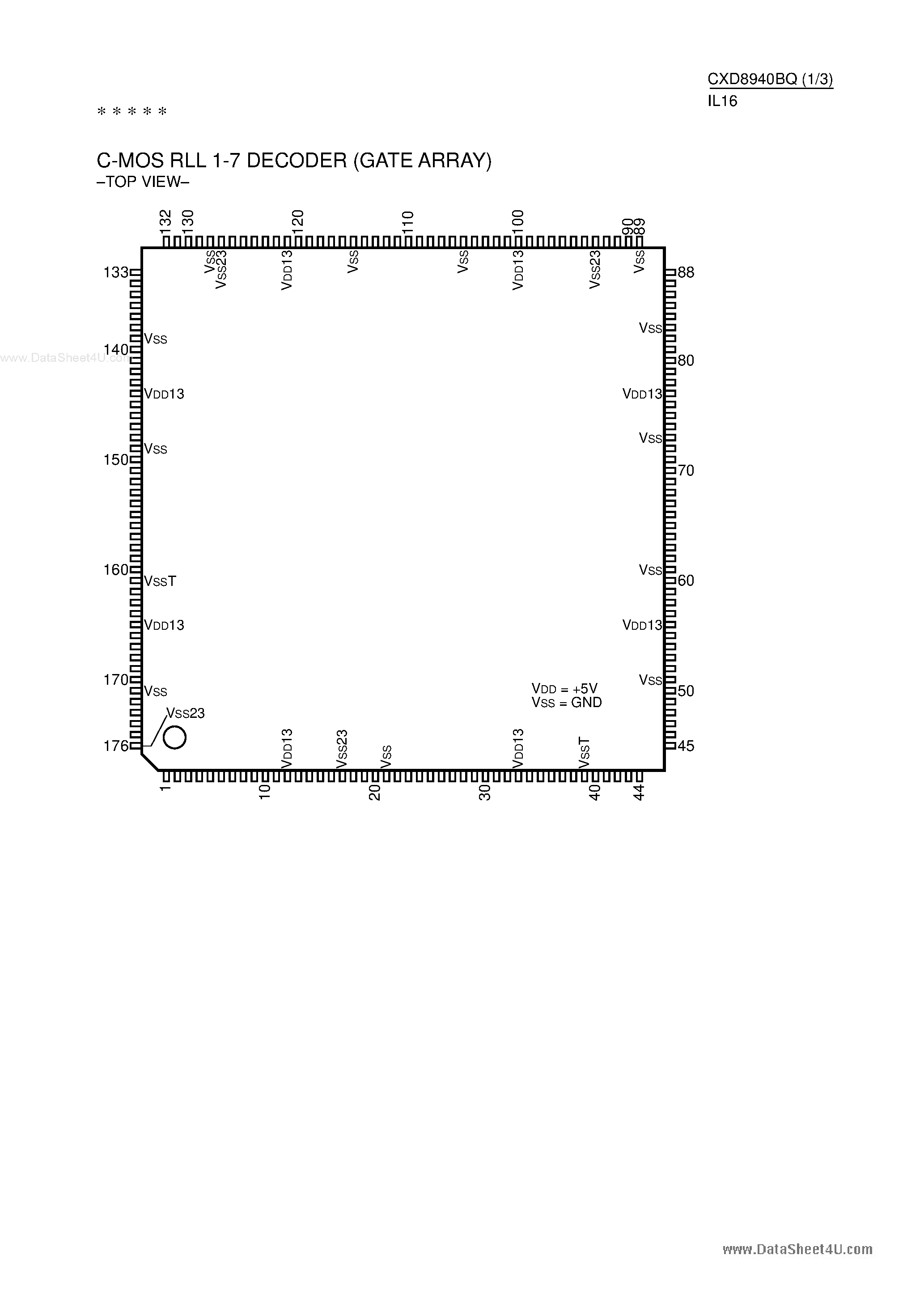 Datasheet CXD8940BQ page 1 Datasheet CXD8940BQ - CMOS RLL 1-7 Decoder page 1