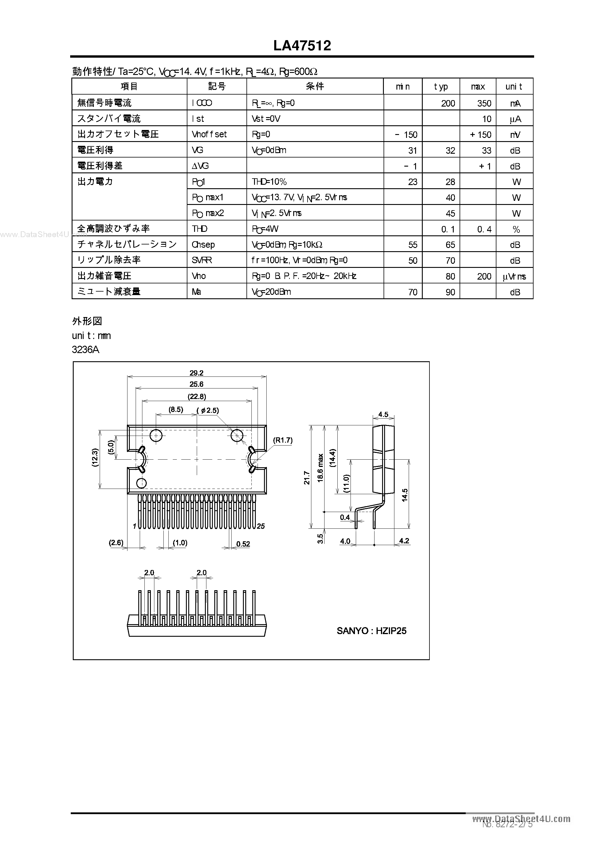 Datasheet LA47512 - BTL 4-Channel page 2