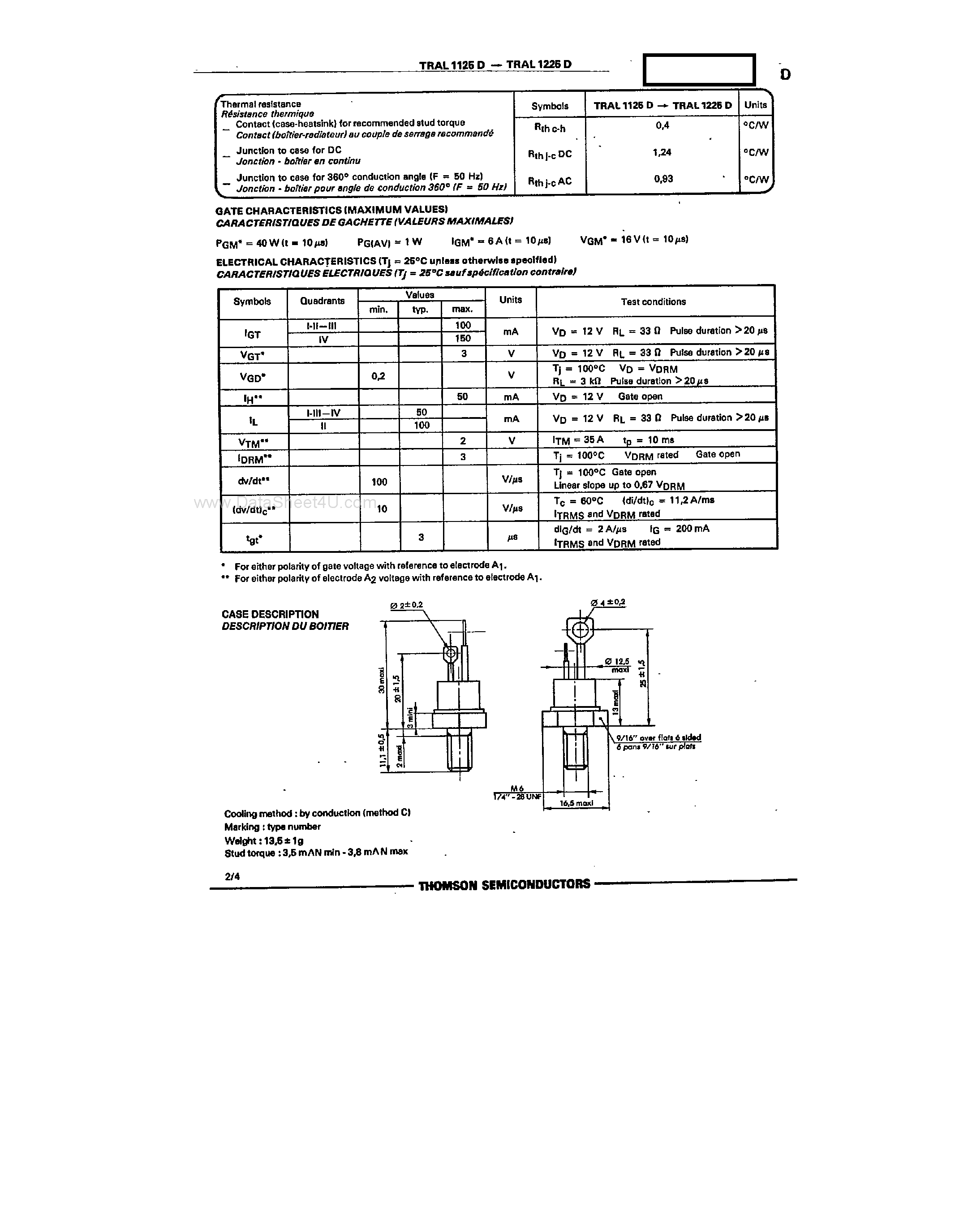 Datasheet TRAL1025D - TRIACs page 2