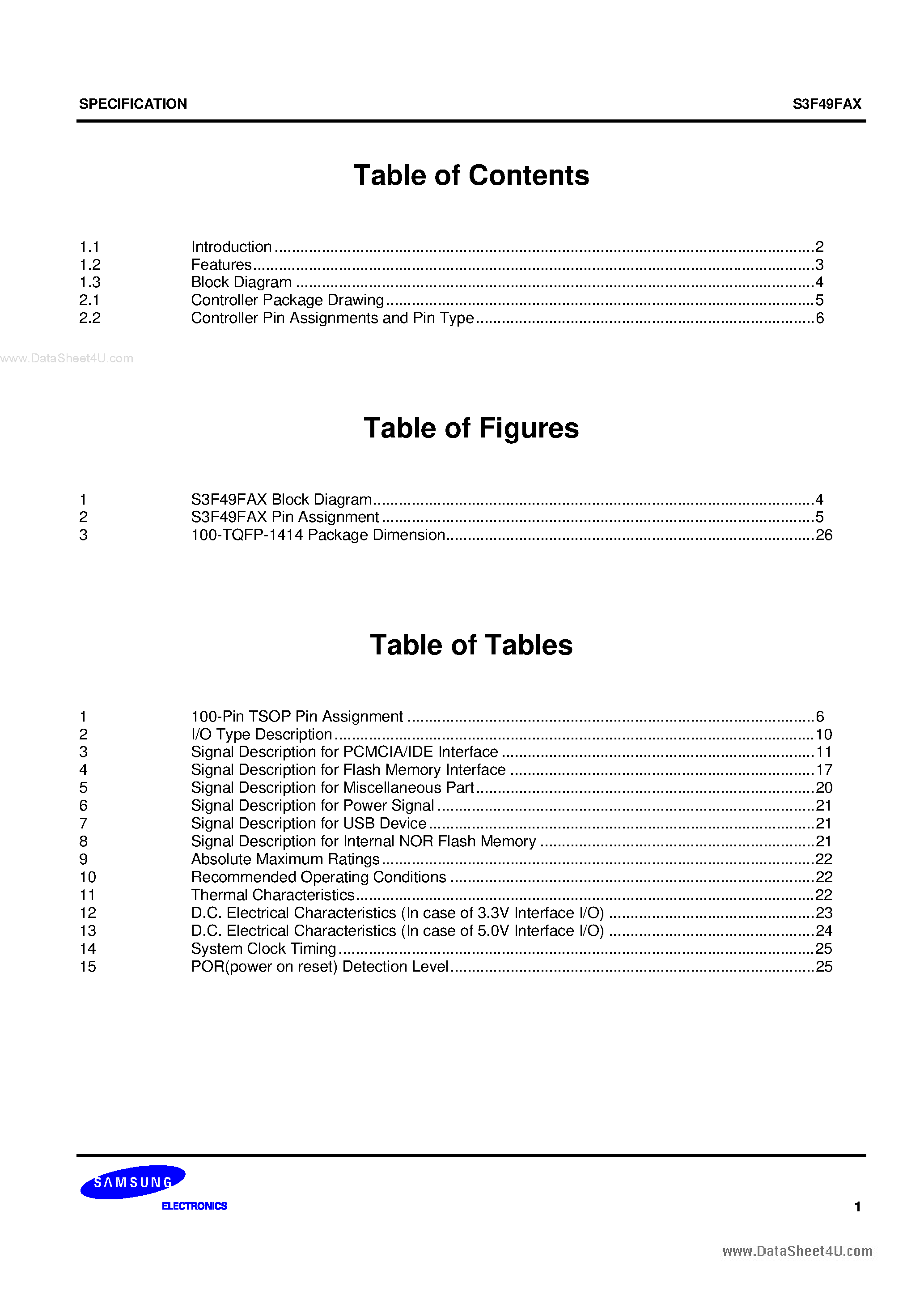 Datasheet S3F49FAX page 2 Datasheet S3F49FAX - Compact Flash SPECIFICATION Revision 1.0 page 2