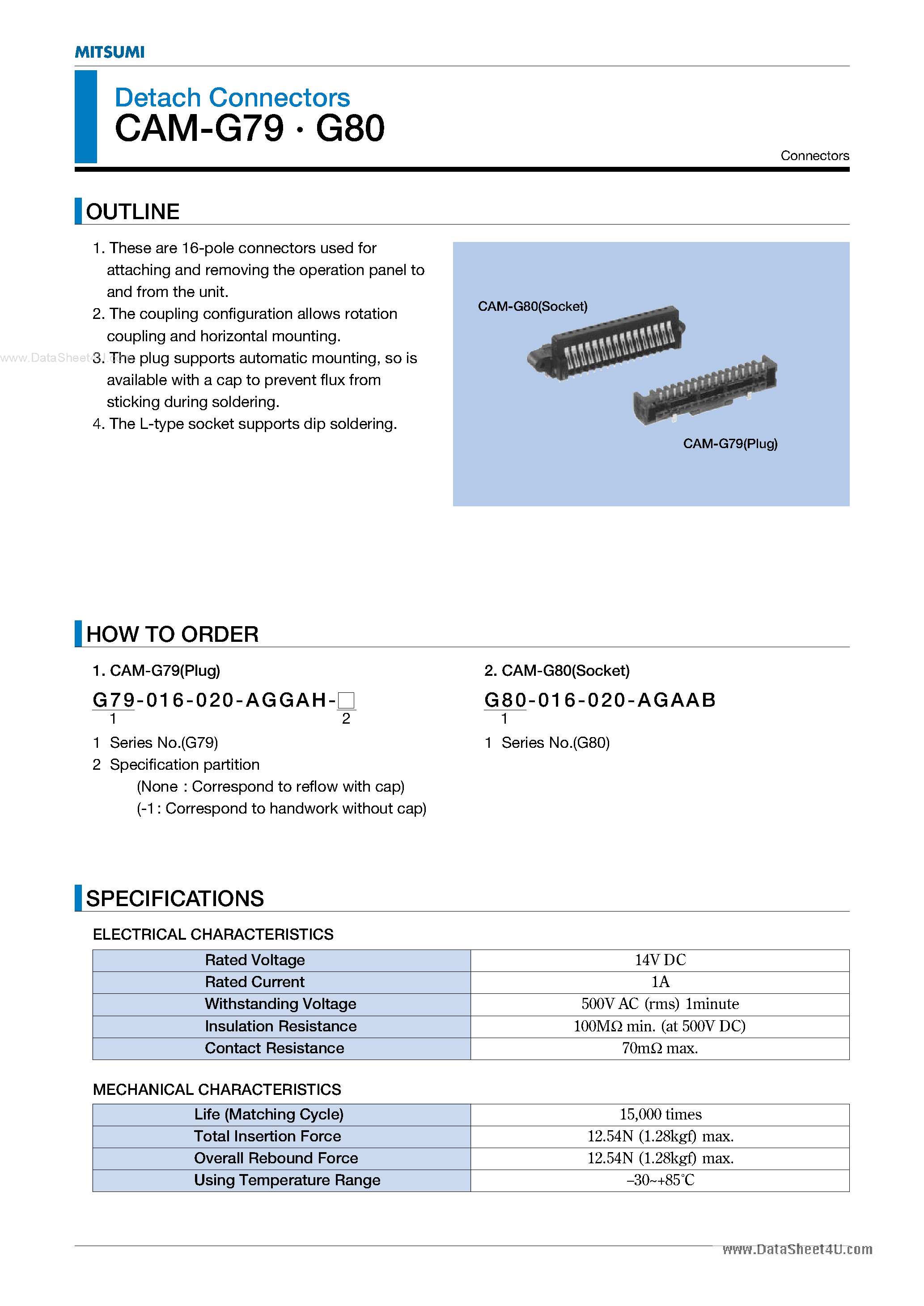 Даташит на микросхему G80 страница 1 Даташит G80 - Detach Connectors страница 1