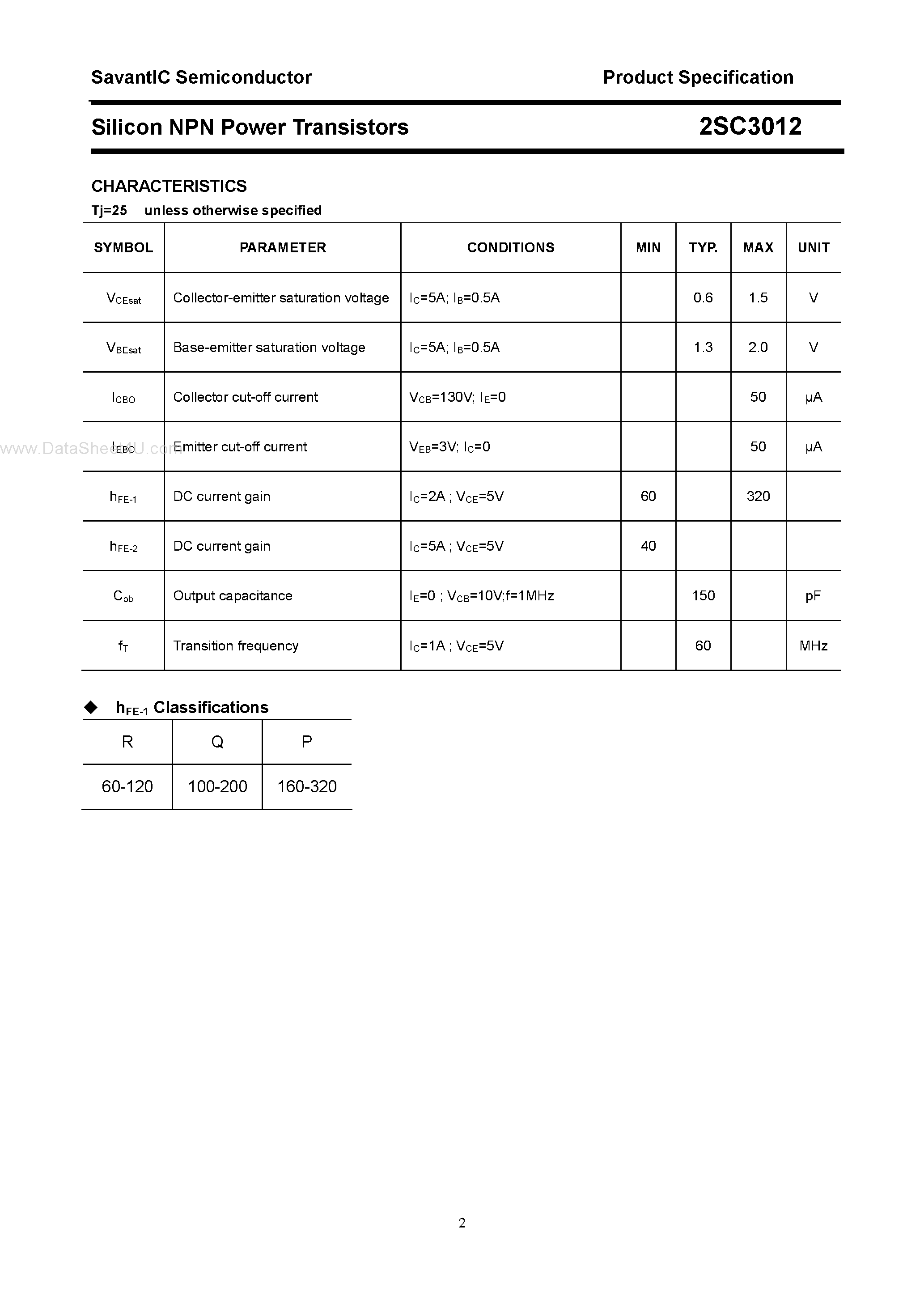 Datasheet C3012 - Search -----> 2SC3012 page 2