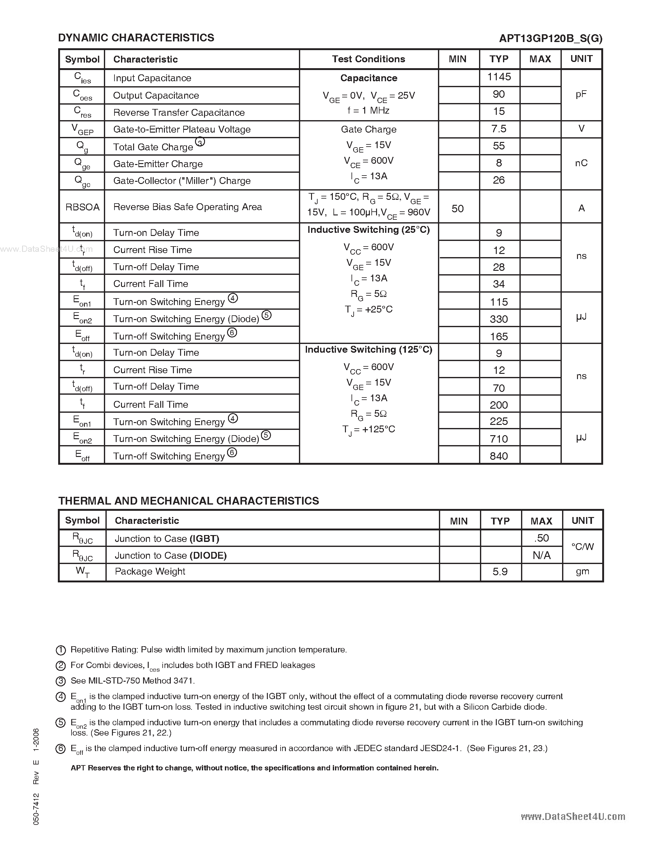Datasheet APT13GP120B - POWER MOS 7 IGBT page 2