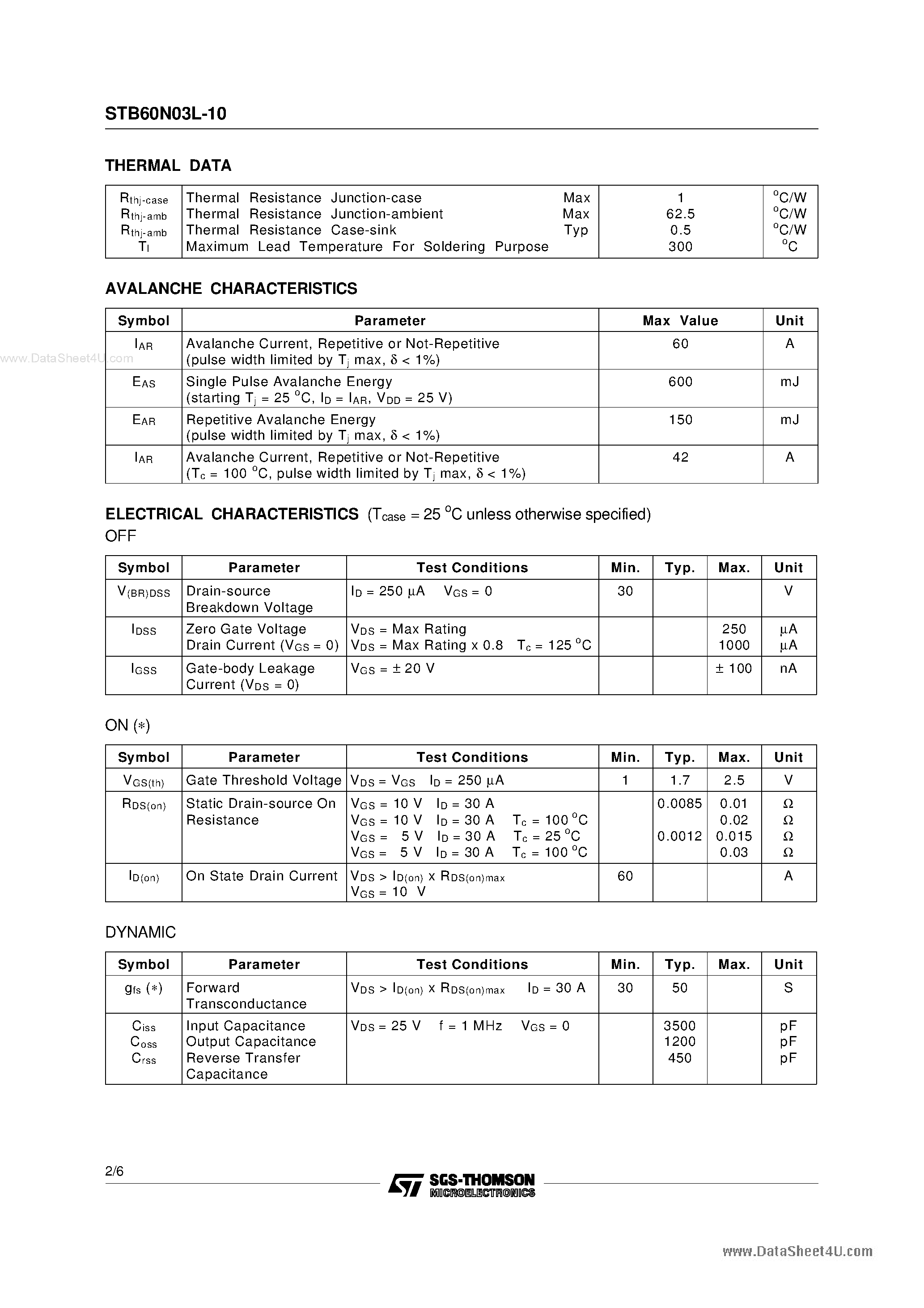 Datasheet 60N03L-10 page 2 Datasheet 60N03L-10 - Search -----> ST60N03L-10 page 2