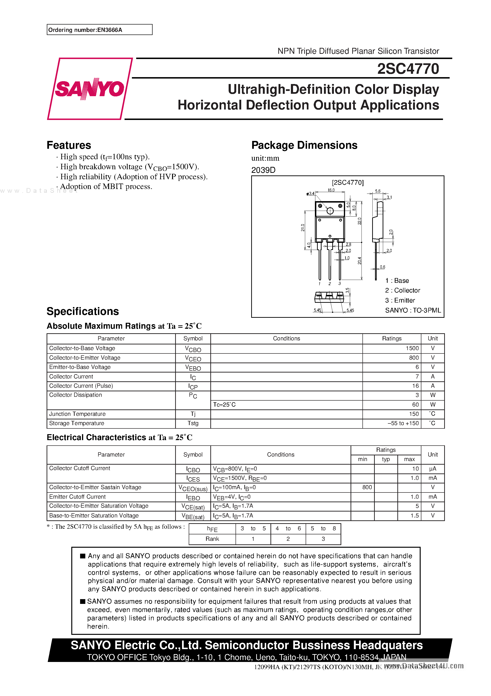 Datasheet C4770 page 1 Datasheet C4770 - Search -----> 2SC4770 page 1
