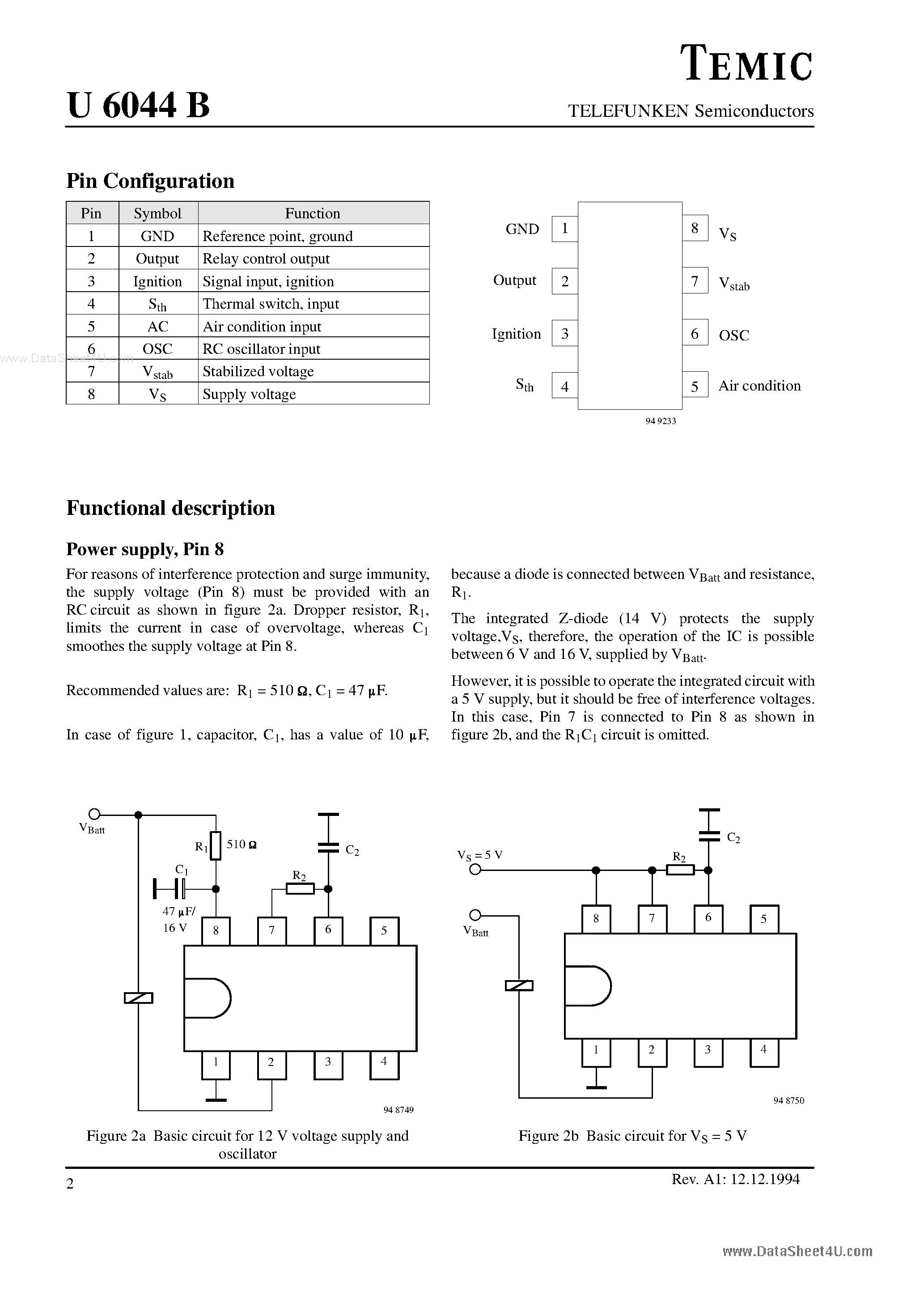 Datasheet U6044B - Radiator fan controlled timer page 2