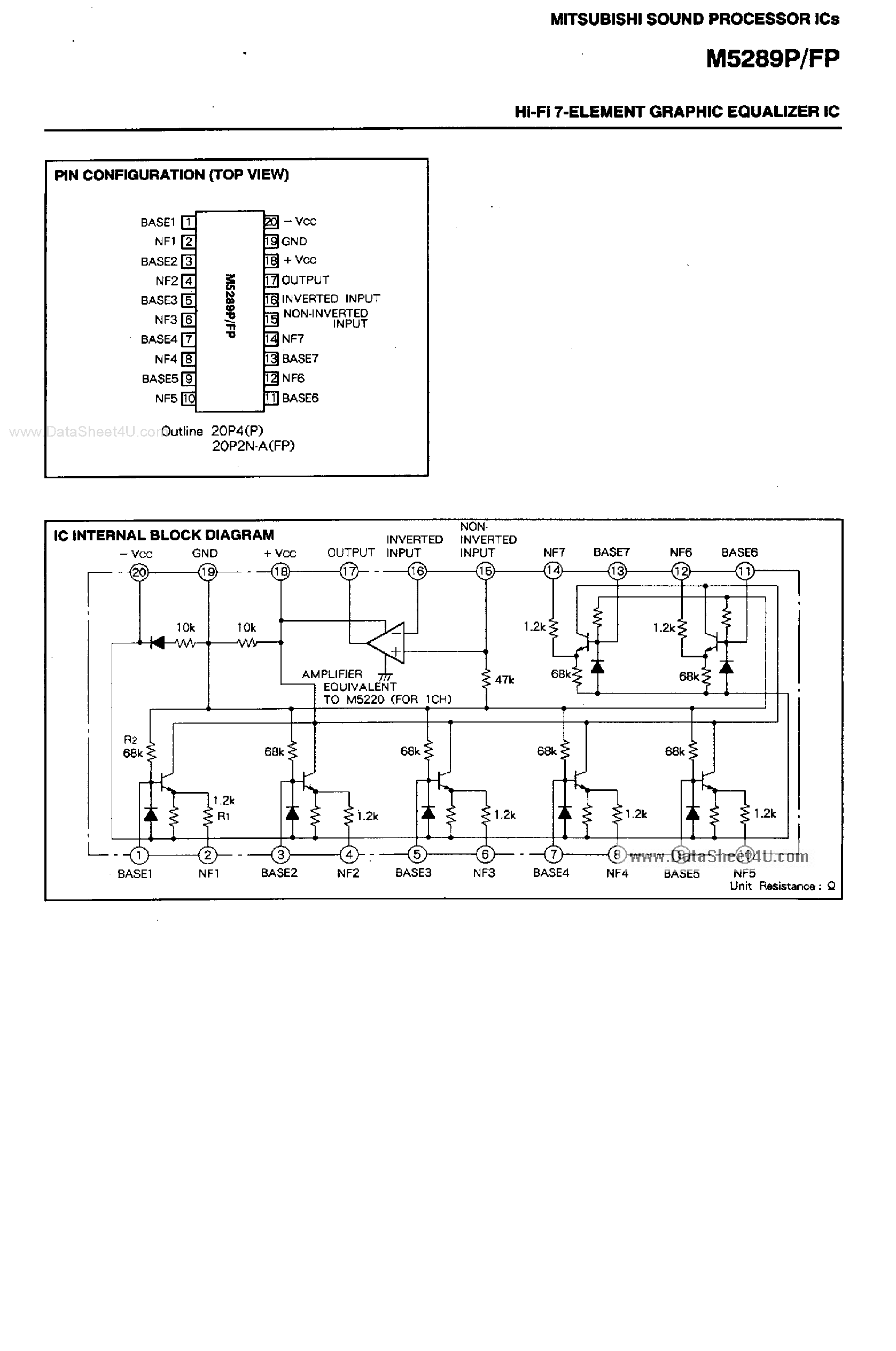 Даташит на микросхему M5289FP страница 2 Даташит M5289FP - Hi-Fi 7-Element Graphic Equalizer IC страница 2