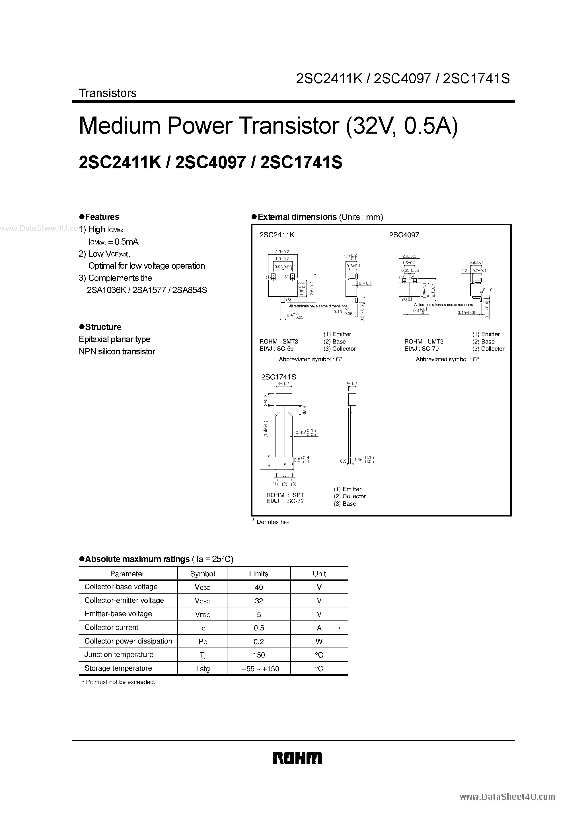 Datasheet C1741S - Search -----> 2SC1741S page 1