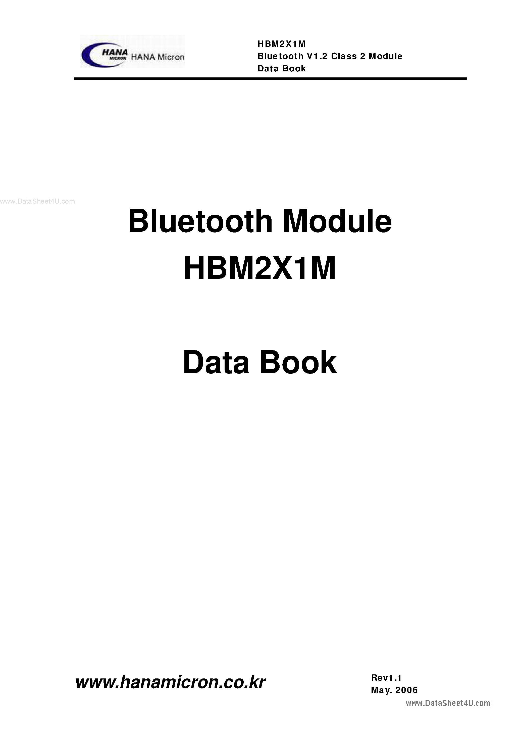 Datasheet HBM2X1M - Bluetooth V1.2 Class 2 Module page 1
