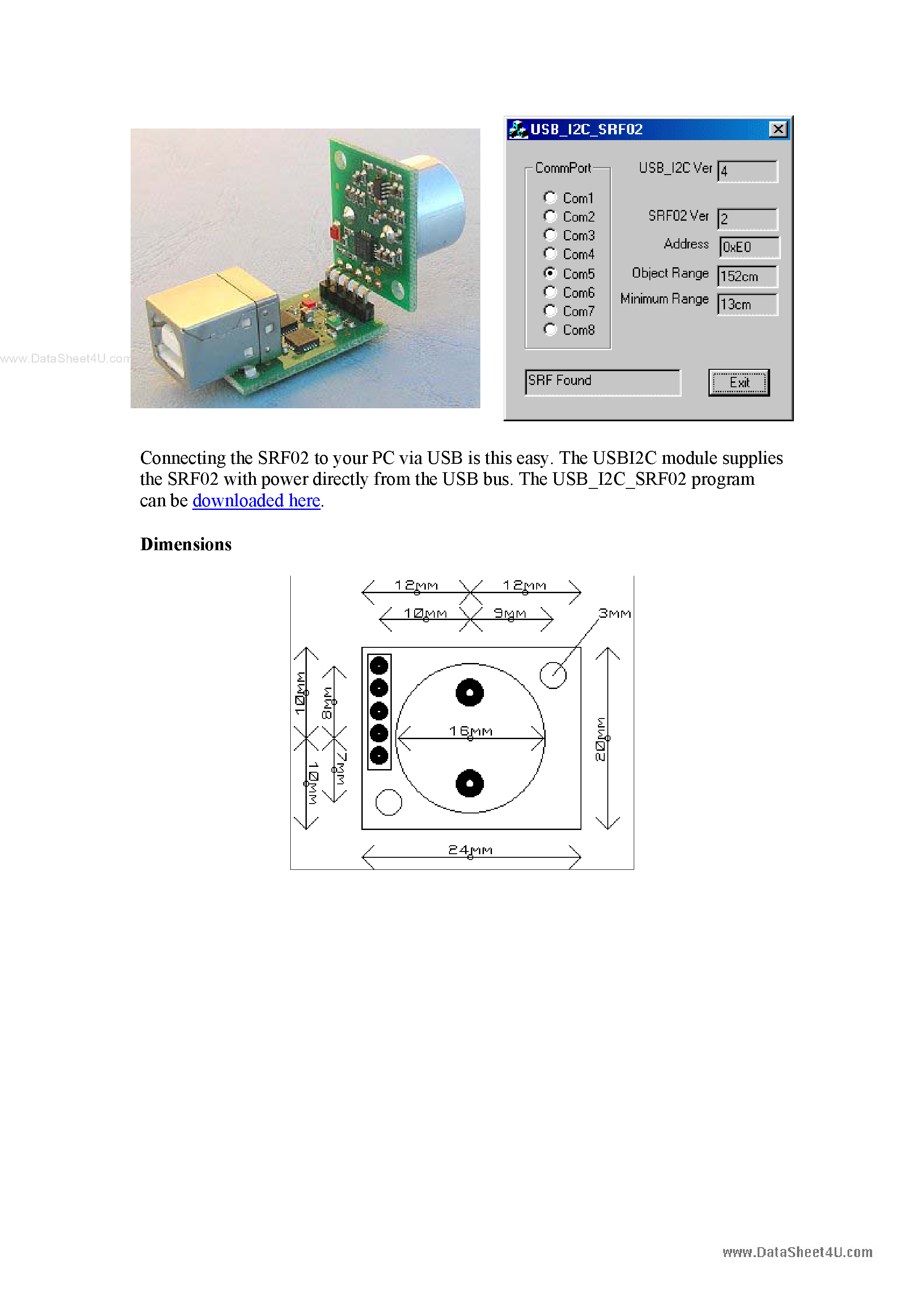 Datasheet SRF02 - Ultrasonic Range Finder page 2