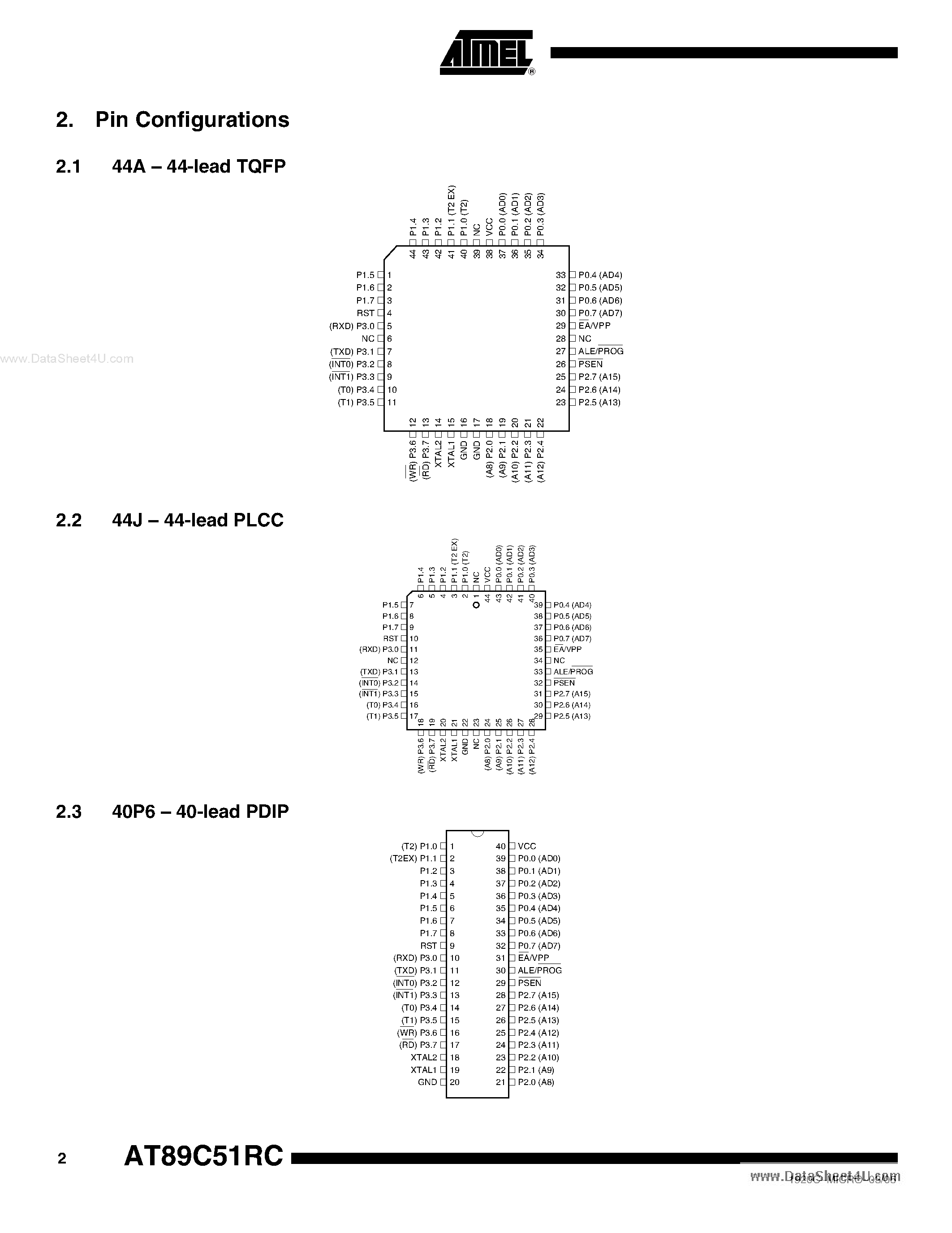 Даташит 89C51RC - Search -----> AT89C51RC страница 2
