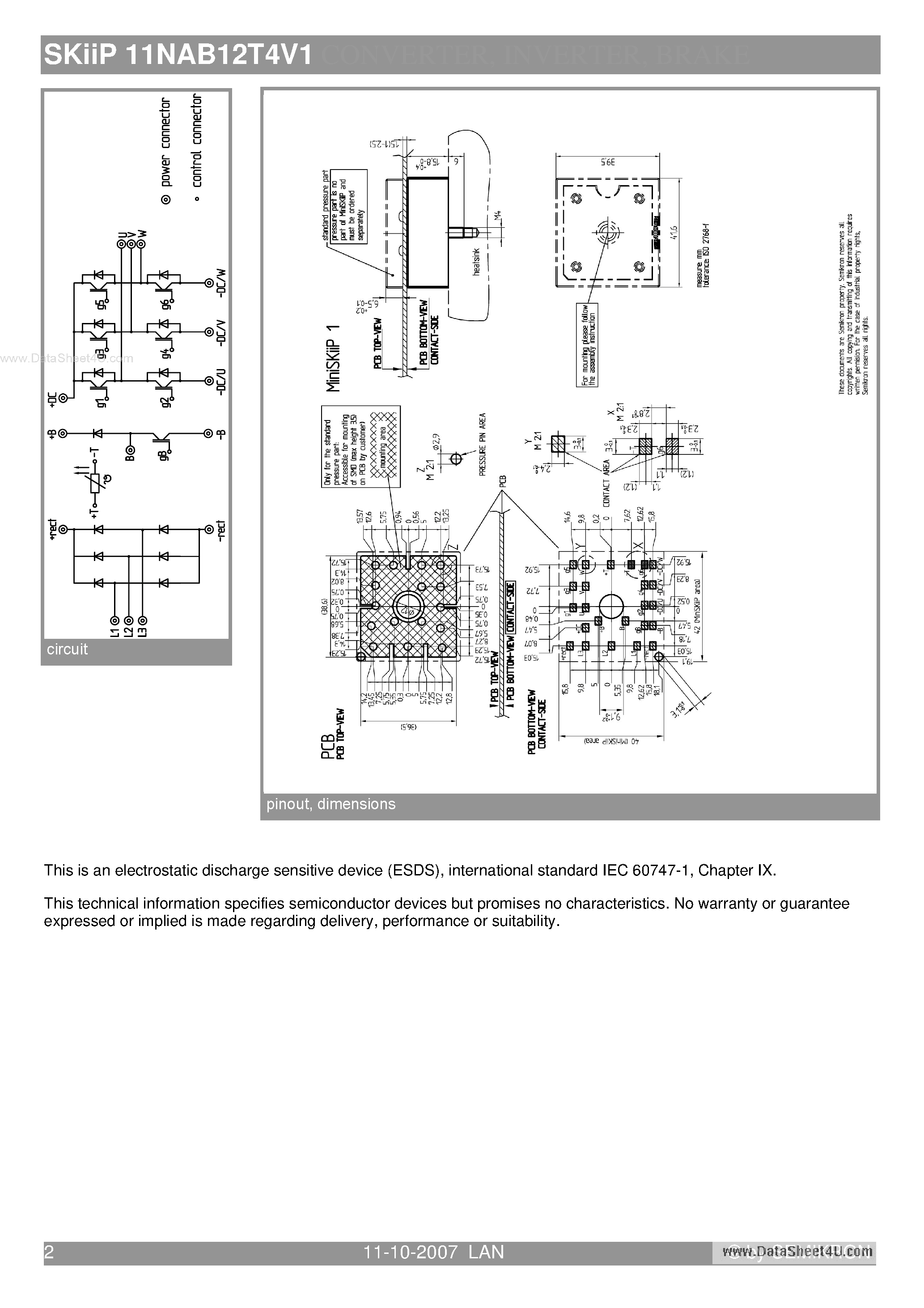 Datasheet SKIIP11NAB12T4V1 - 3-phase bridge rectifier brake chopper 3-phase bridge inverter page 2