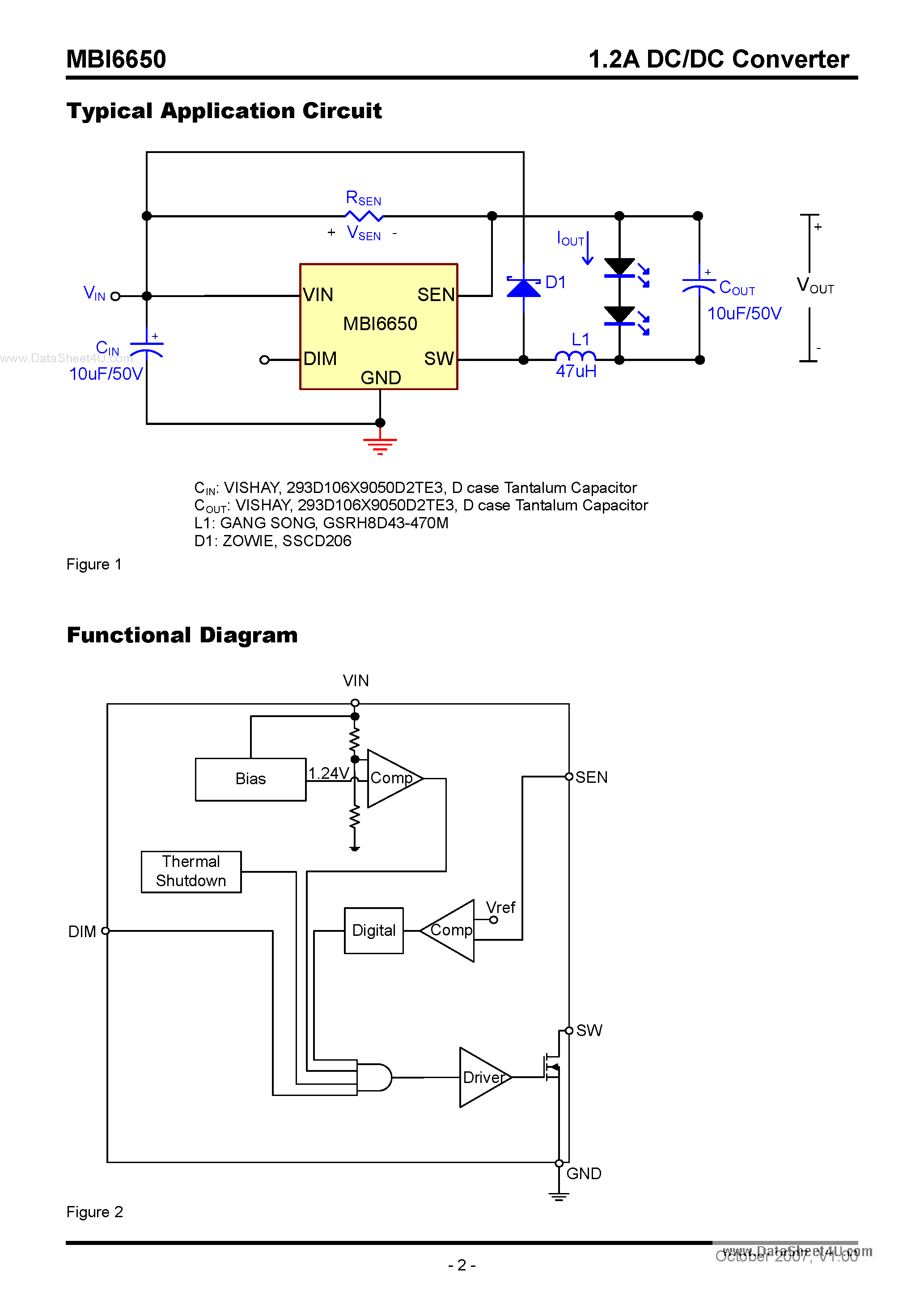 Datasheet MBI6650 - 1.2A DC/DC Converter page 2