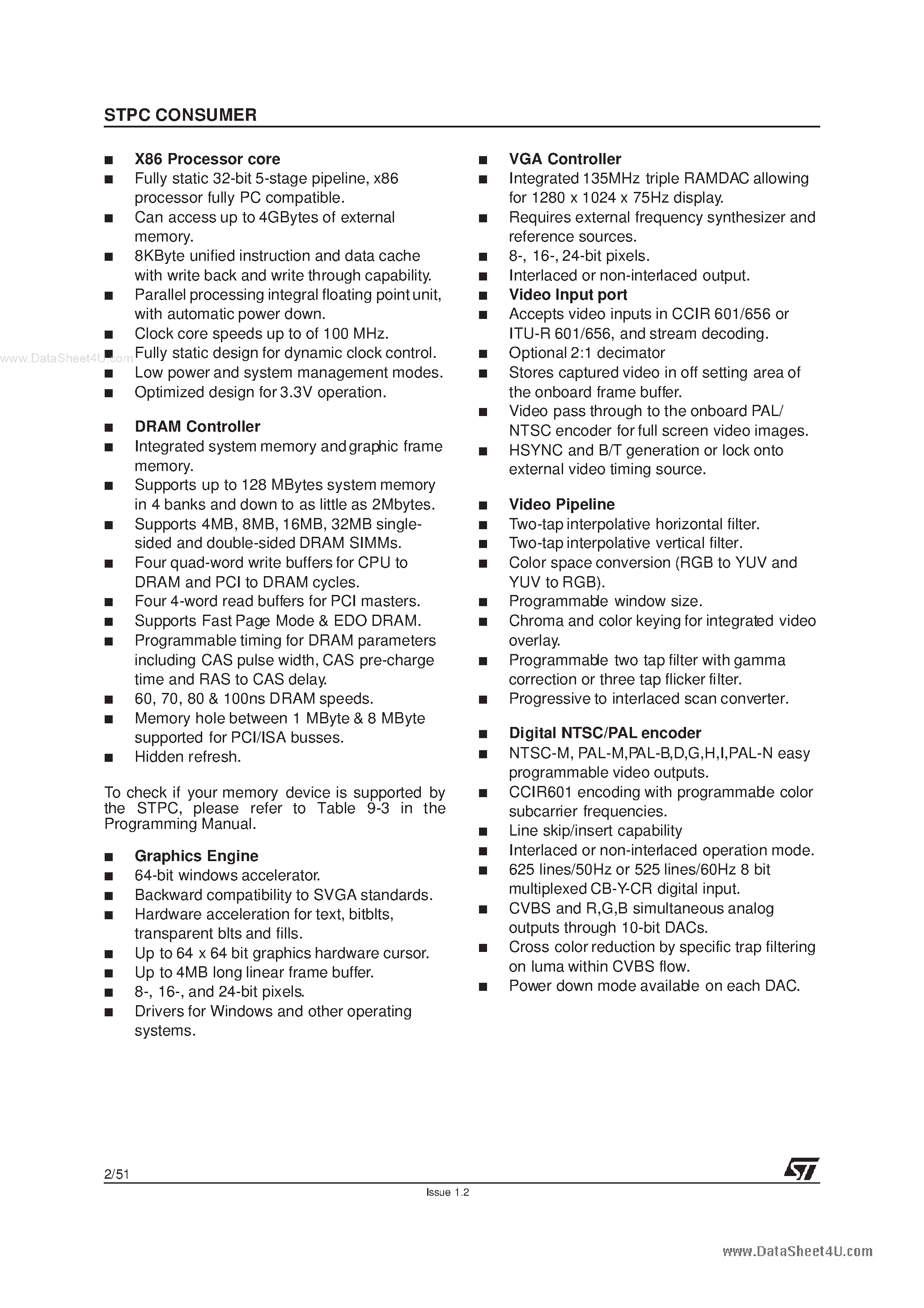Datasheet STPC page 2 Datasheet STPC - PC Compatible Embeded Microprocessor page 2