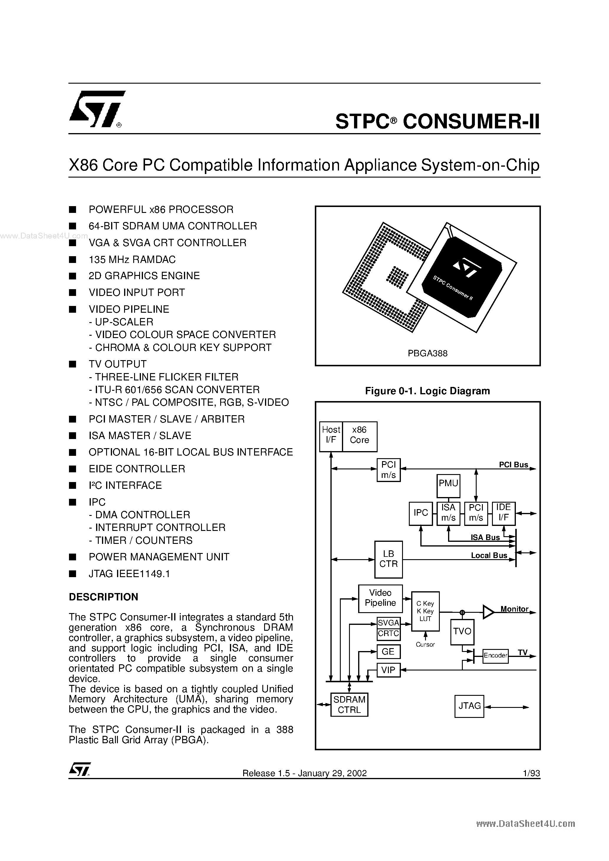 Datasheet STPC - X86 Core PC Compatible Information Appliance System-on-Chip page 1