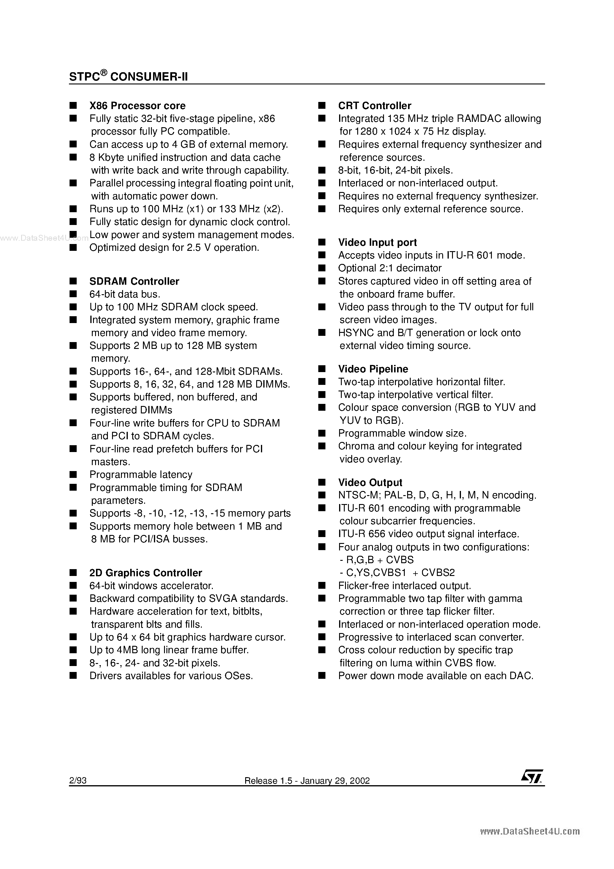 Datasheet STPC - X86 Core PC Compatible Information Appliance System-on-Chip page 2