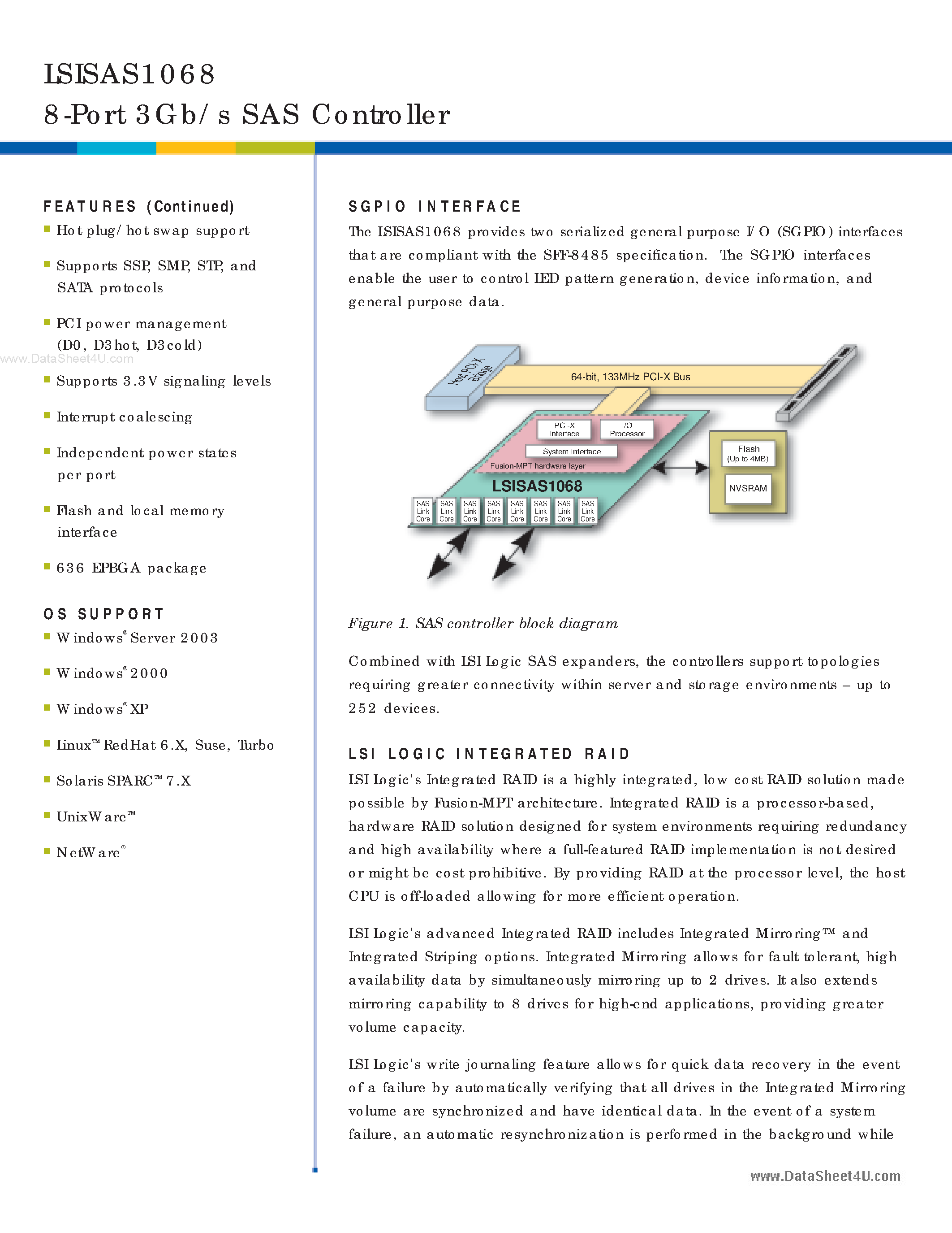 Datasheet LSISAS1068 - 8-Port 3Gb/s SAS Controller page 2