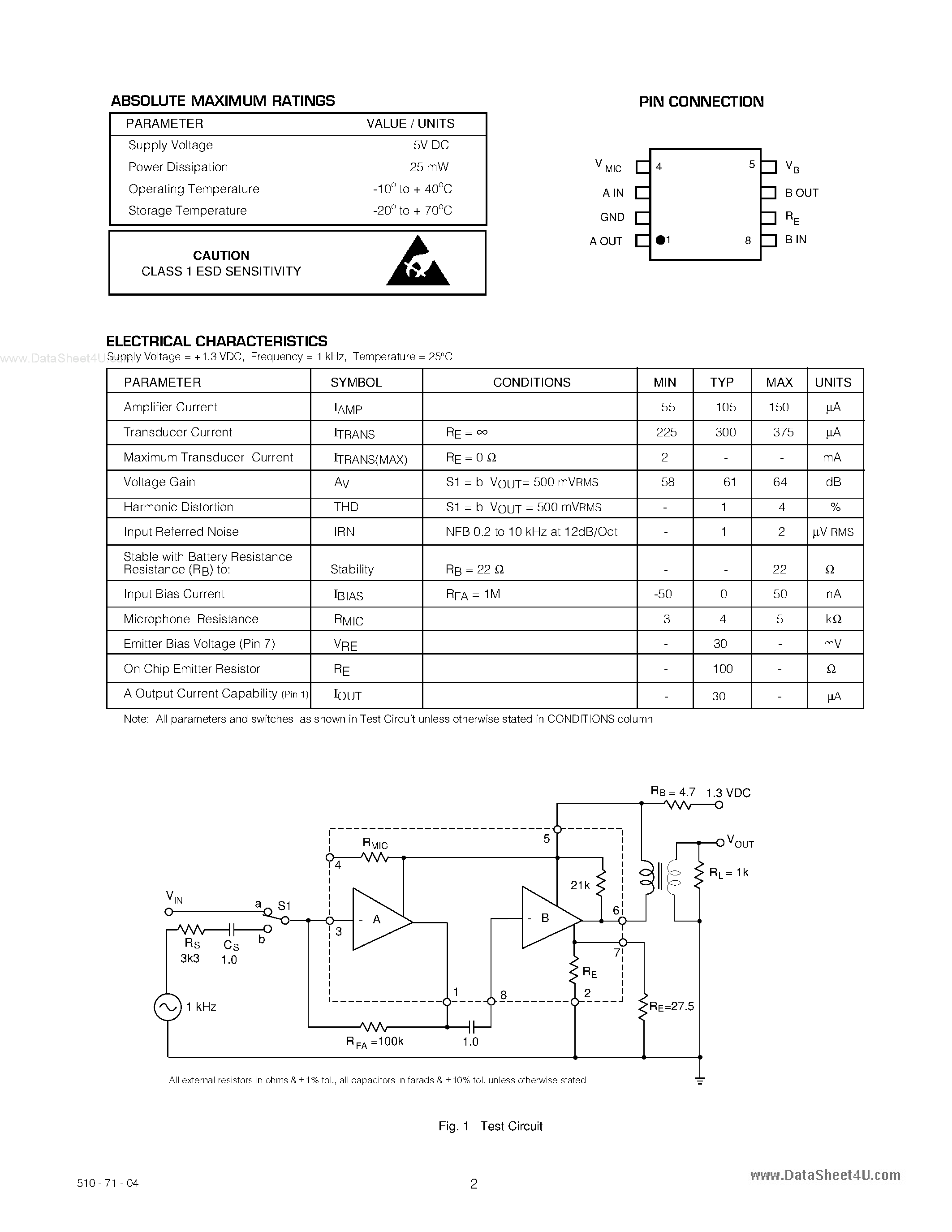 Datasheet GP509 - Class A Amplifier page 2