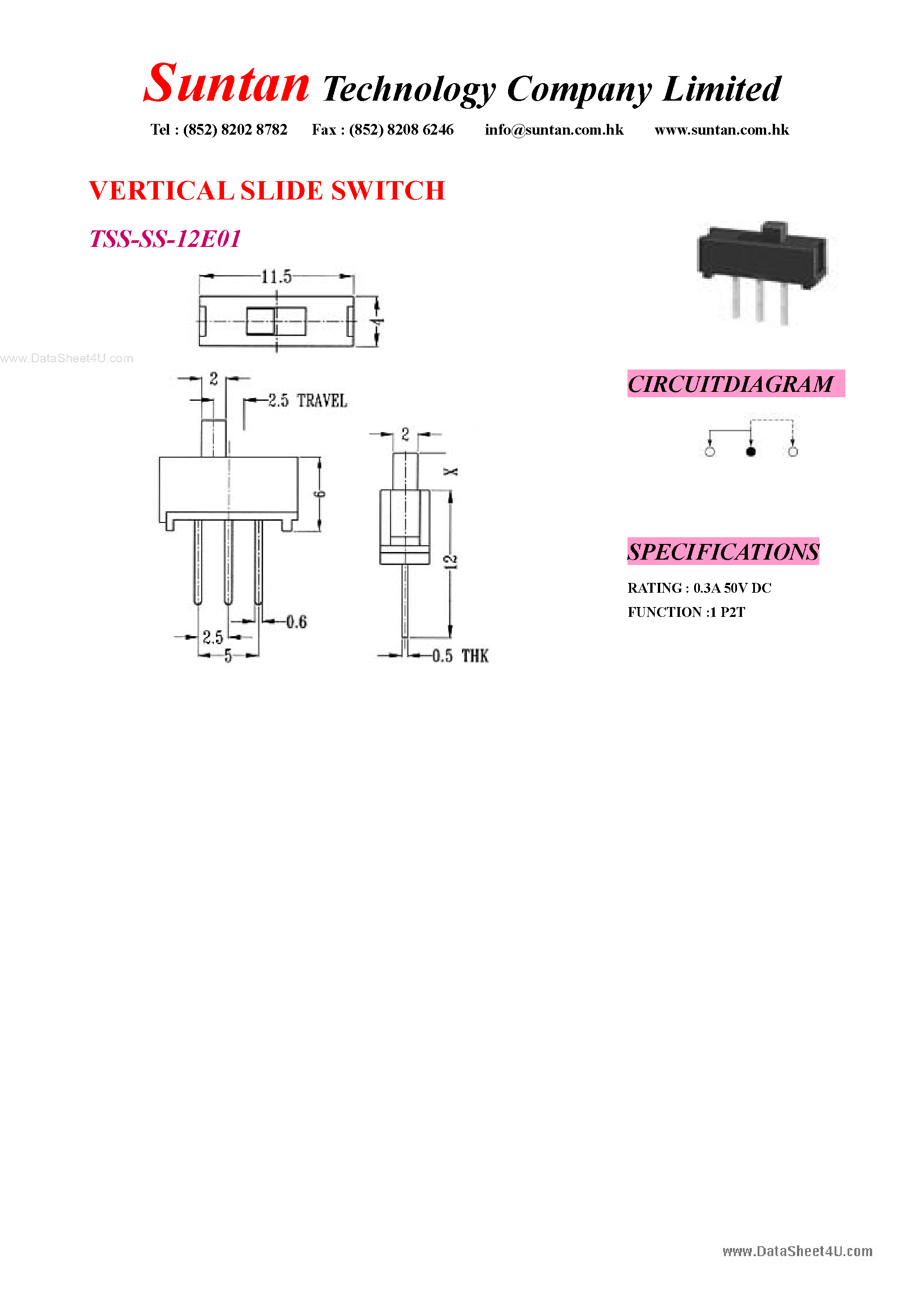 Даташит на микросхему SS-12E01 страница 1 Даташит SS-12E01 - Switches страница 1