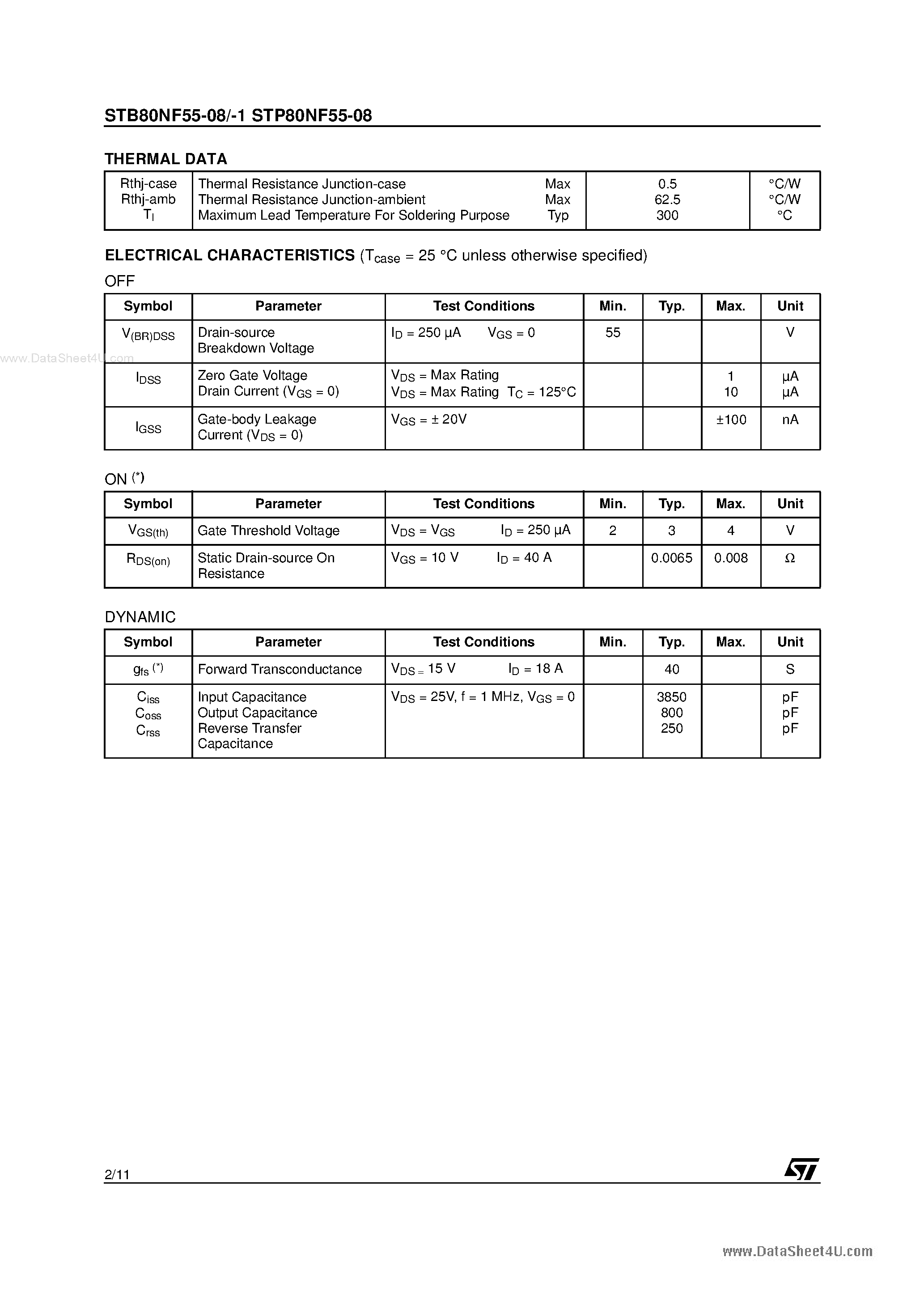 Даташит на микросхему P80NF55-08 страница 2 Даташит P80NF55-08 - Search -----> STP80NF55-08 страница 2