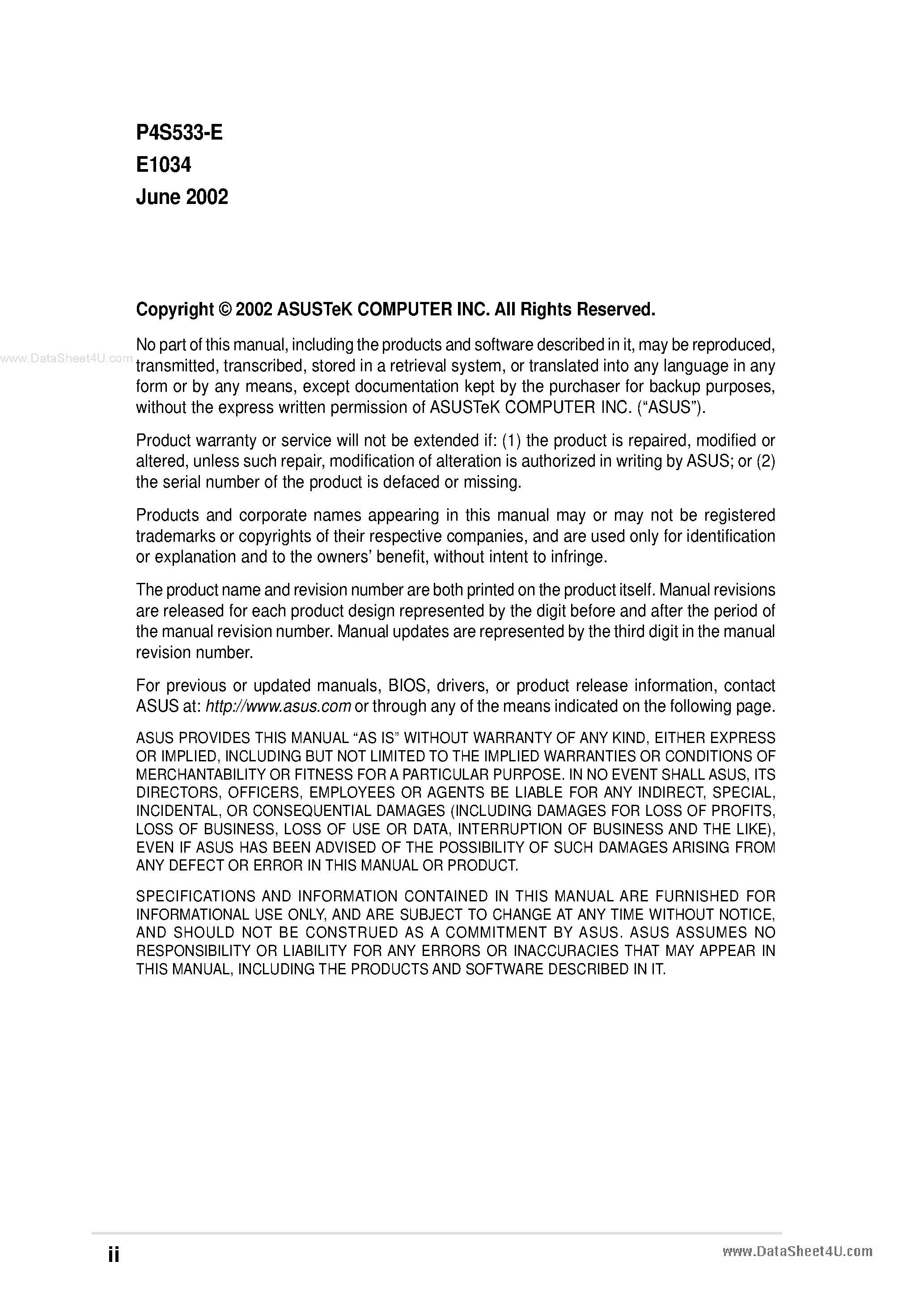 Даташит на микросхему P4S533-E страница 2 Даташит P4S533-E - User Guide страница 2