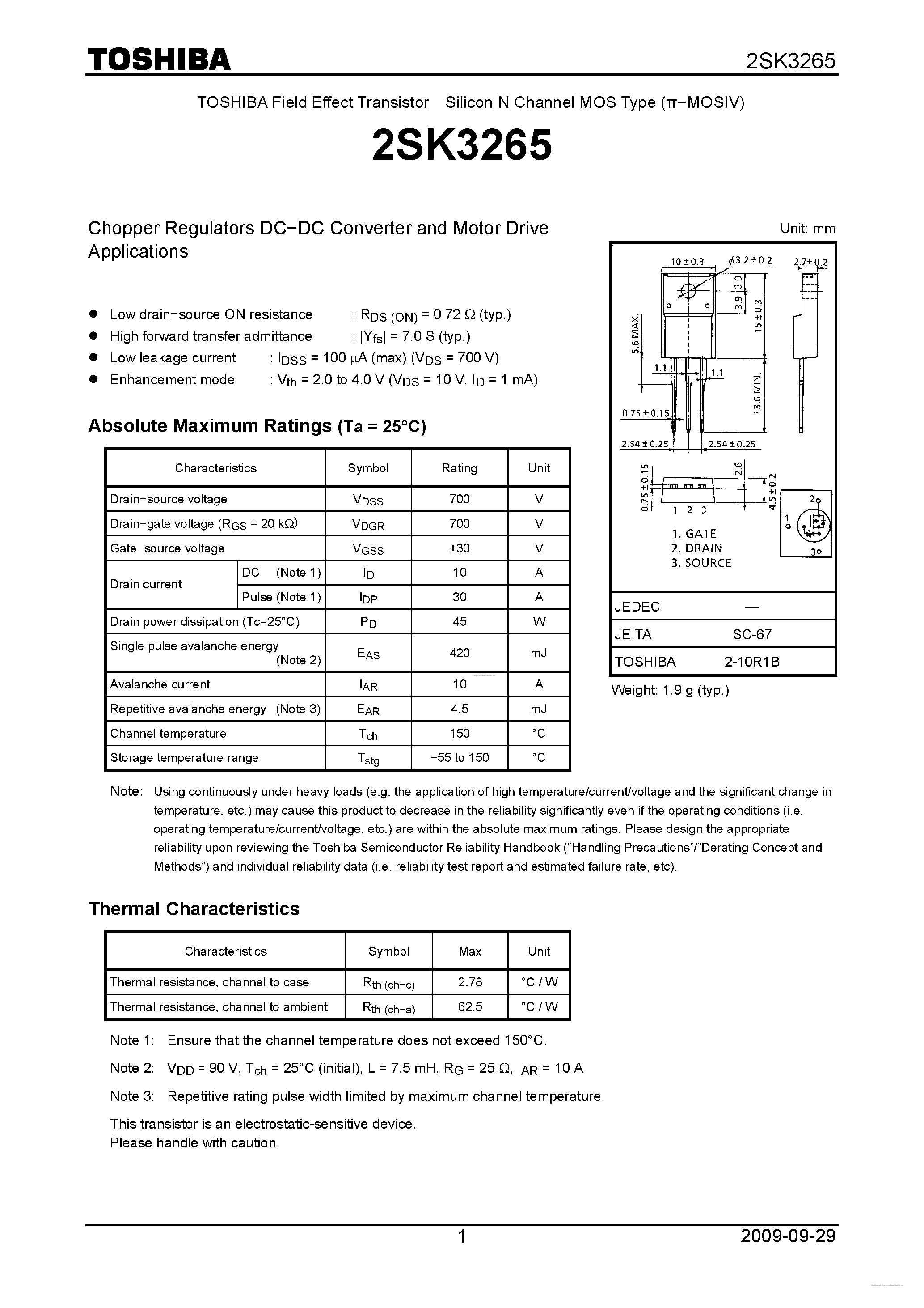 Даташит K3265 - Search -----> 2SK3265 страница 1