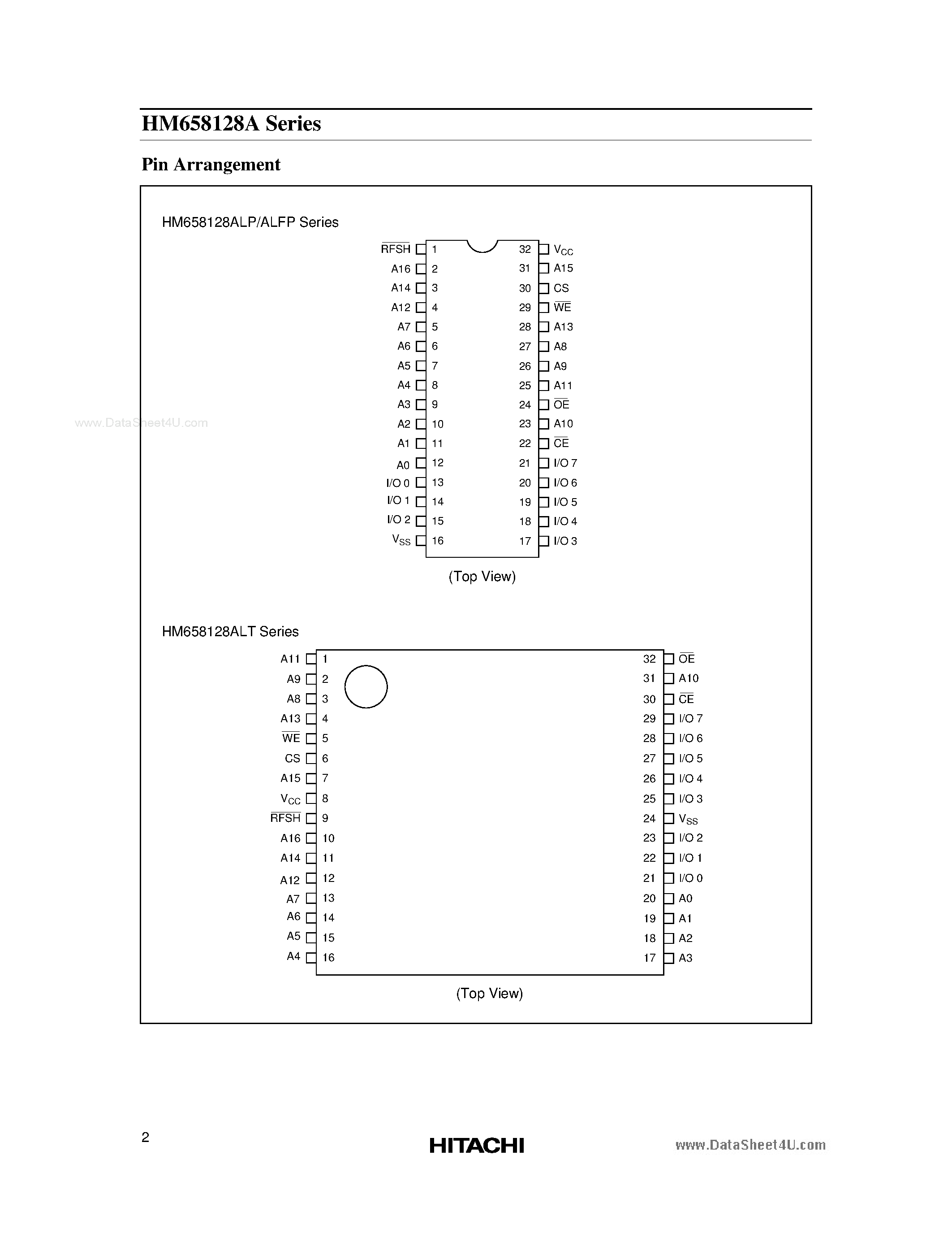 Даташит HM658128A - 131072-word x 8-bit High Speed CMOS Pseudo Static RAM страница 2