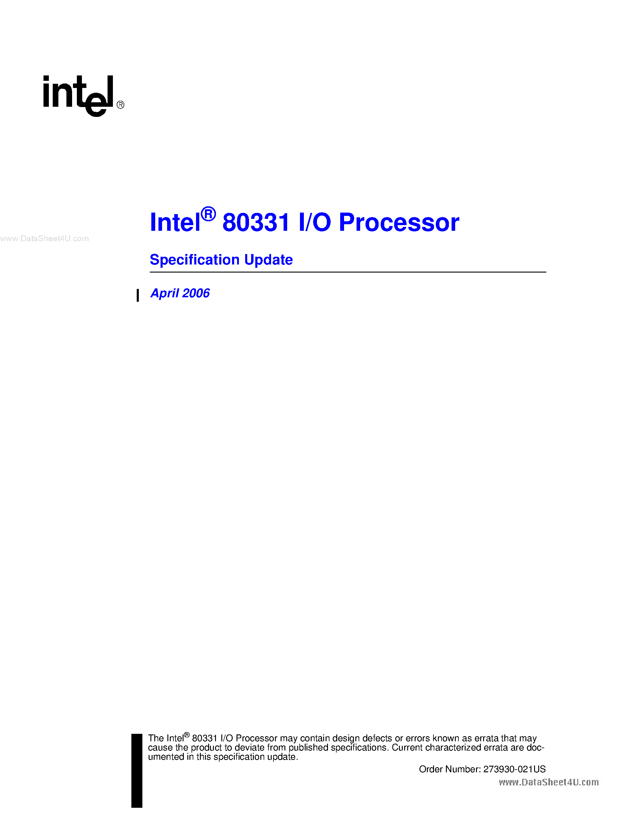 Даташит QG80331M550 - I/O Processor страница 1