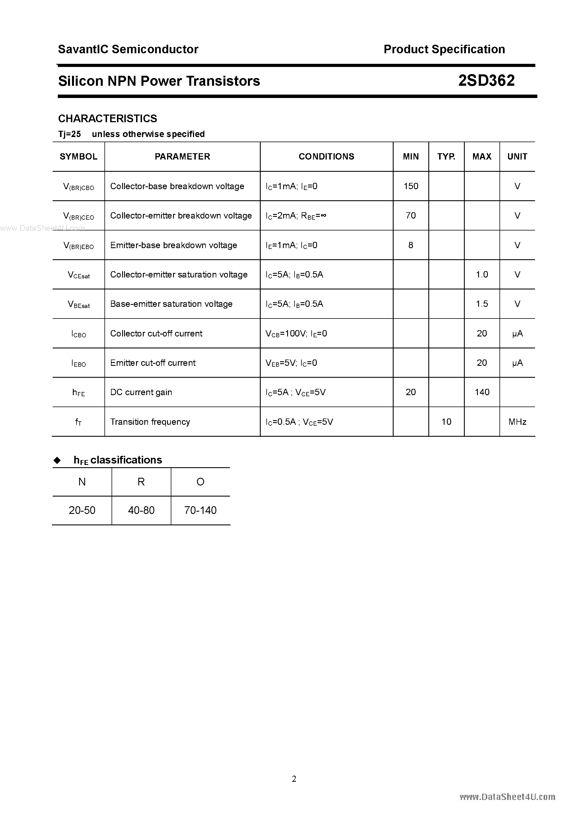 Даташит 2SD362 - Silicon NPN Power Transistors страница 2