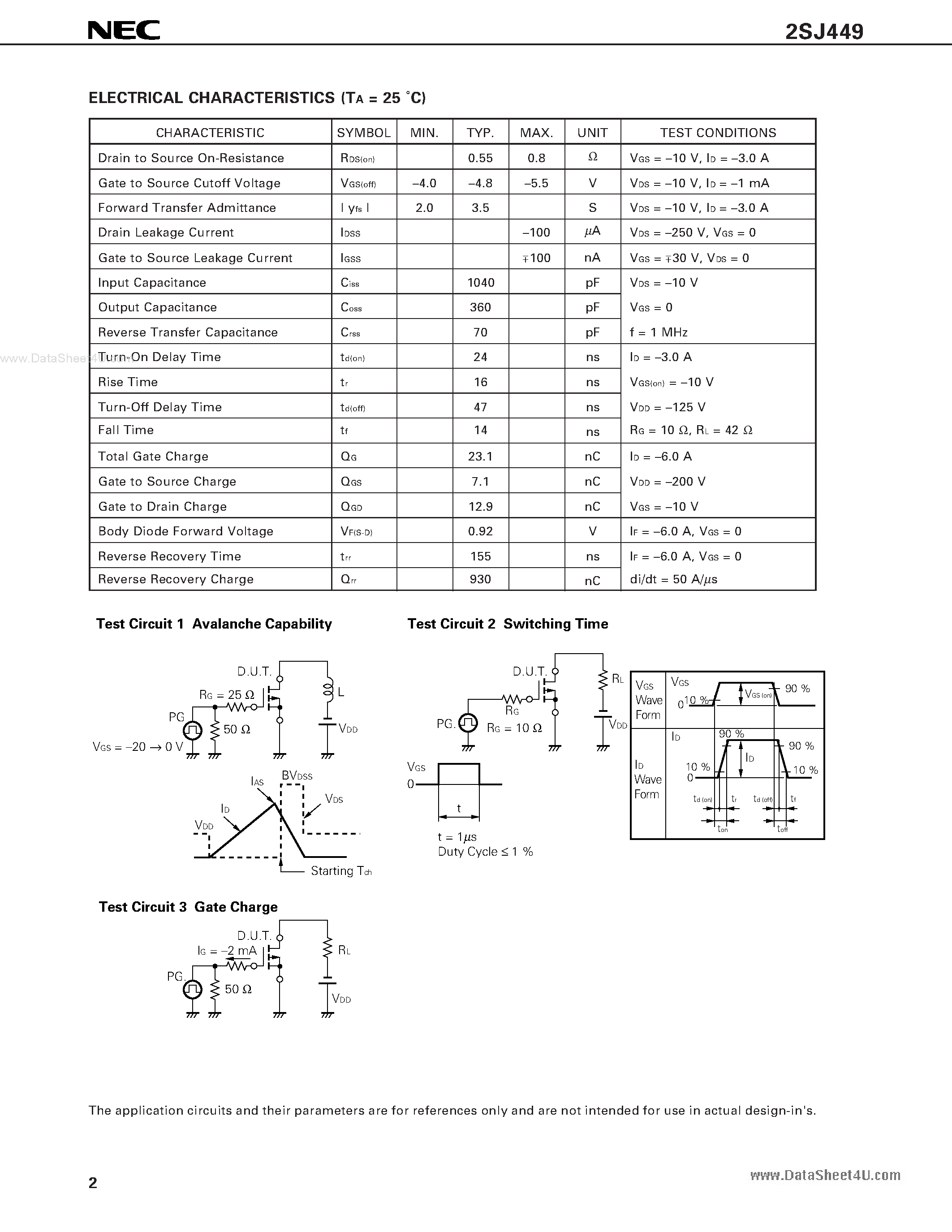 Datasheet SJ449 - Search -----> 2SJ449 page 2
