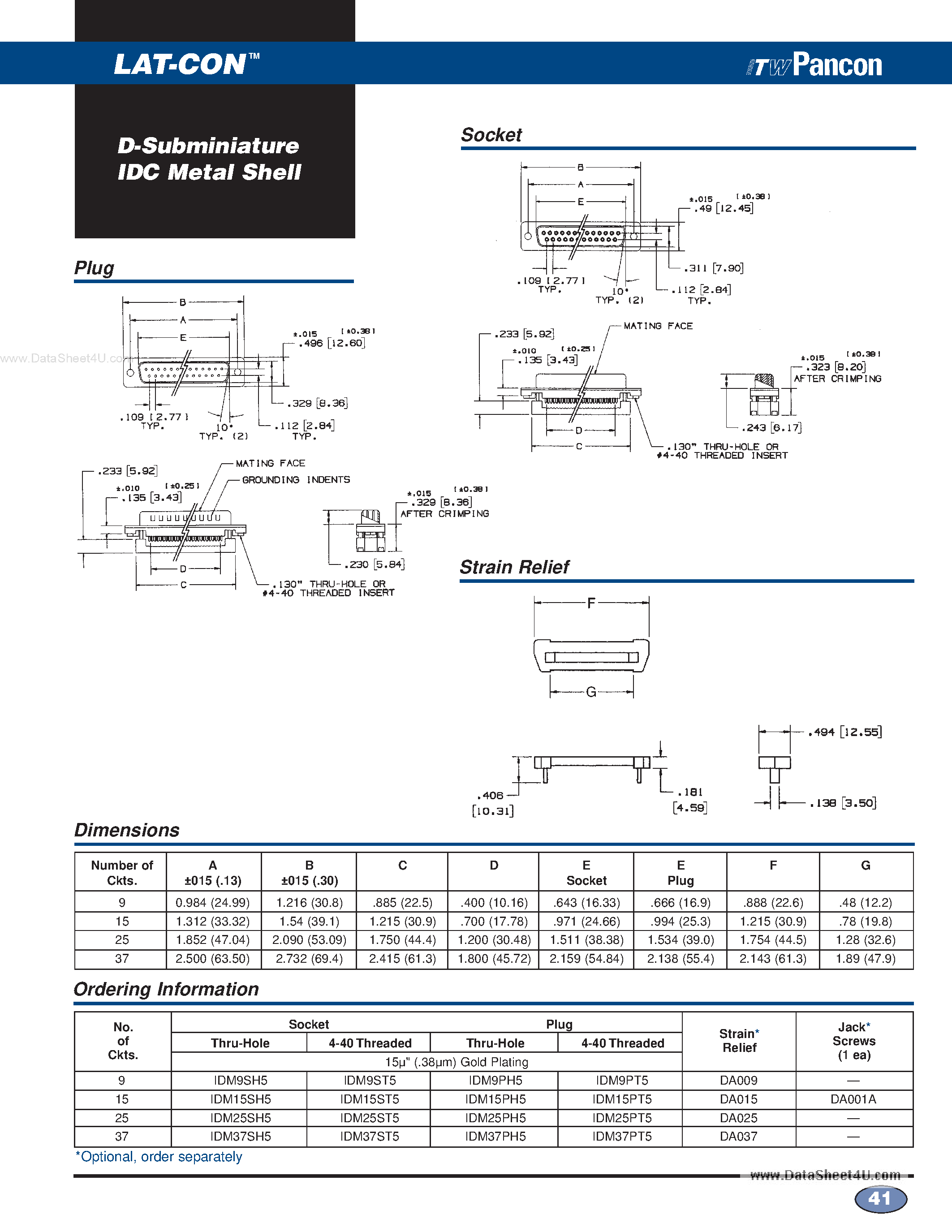 Datasheet IDM15PH5 - (IDMxxxx5) D-Subminiature IDC Metal Shell page 1
