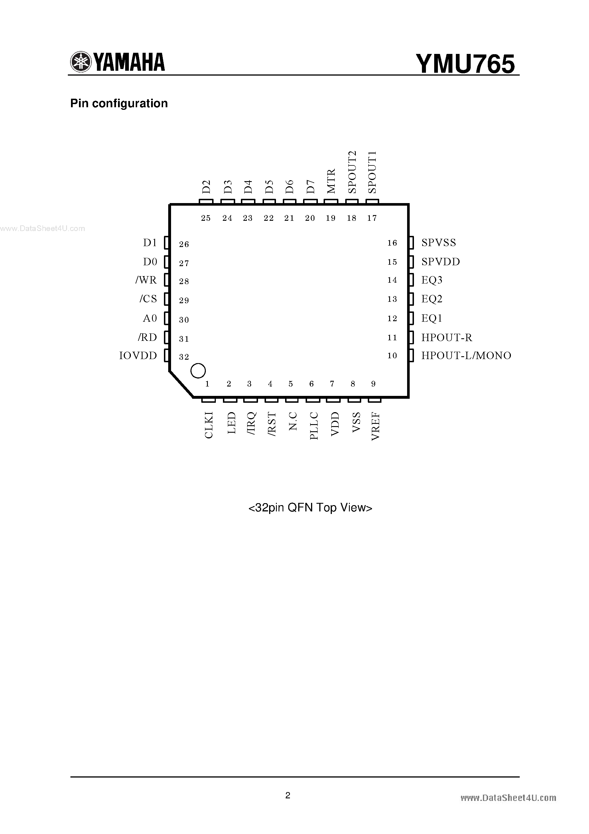Datasheet YMU765 page 2 Datasheet YMU765 - Mobile Audio 5 page 2
