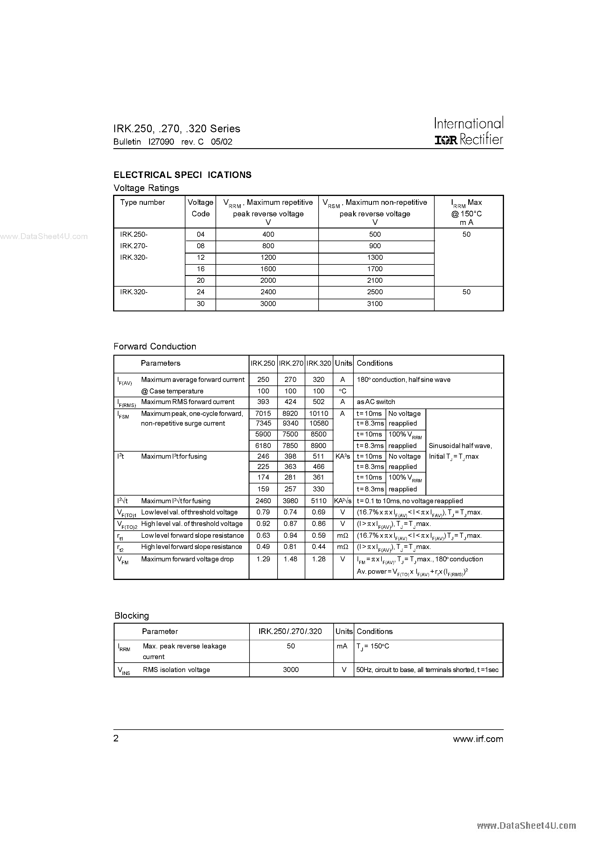 Datasheet IRKC250 - (IRKxxx0) MAGN-A-pak Power Modules page 2
