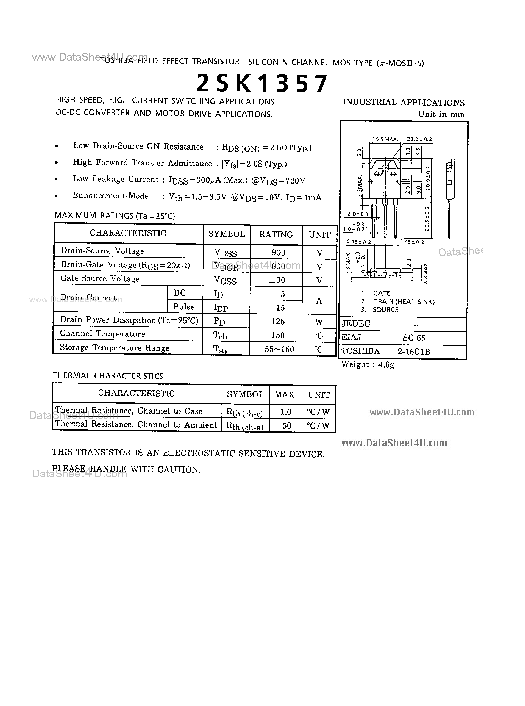 Datasheet K1357 - Search -----> 2SK1357 page 1