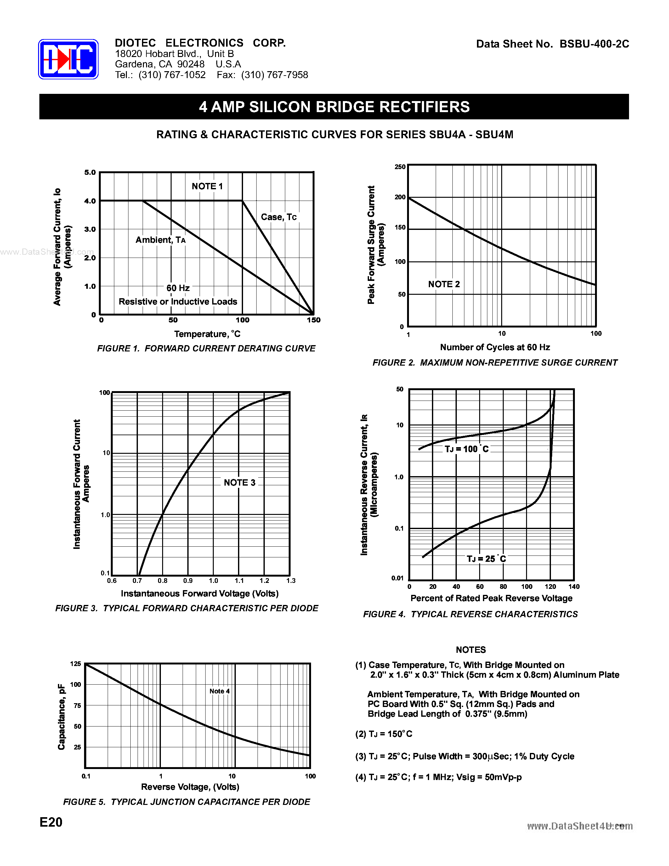 Datasheet SBU4A - (SBU4x) 4 AMP SILICON BRIDGE RECTIFIERS page 2