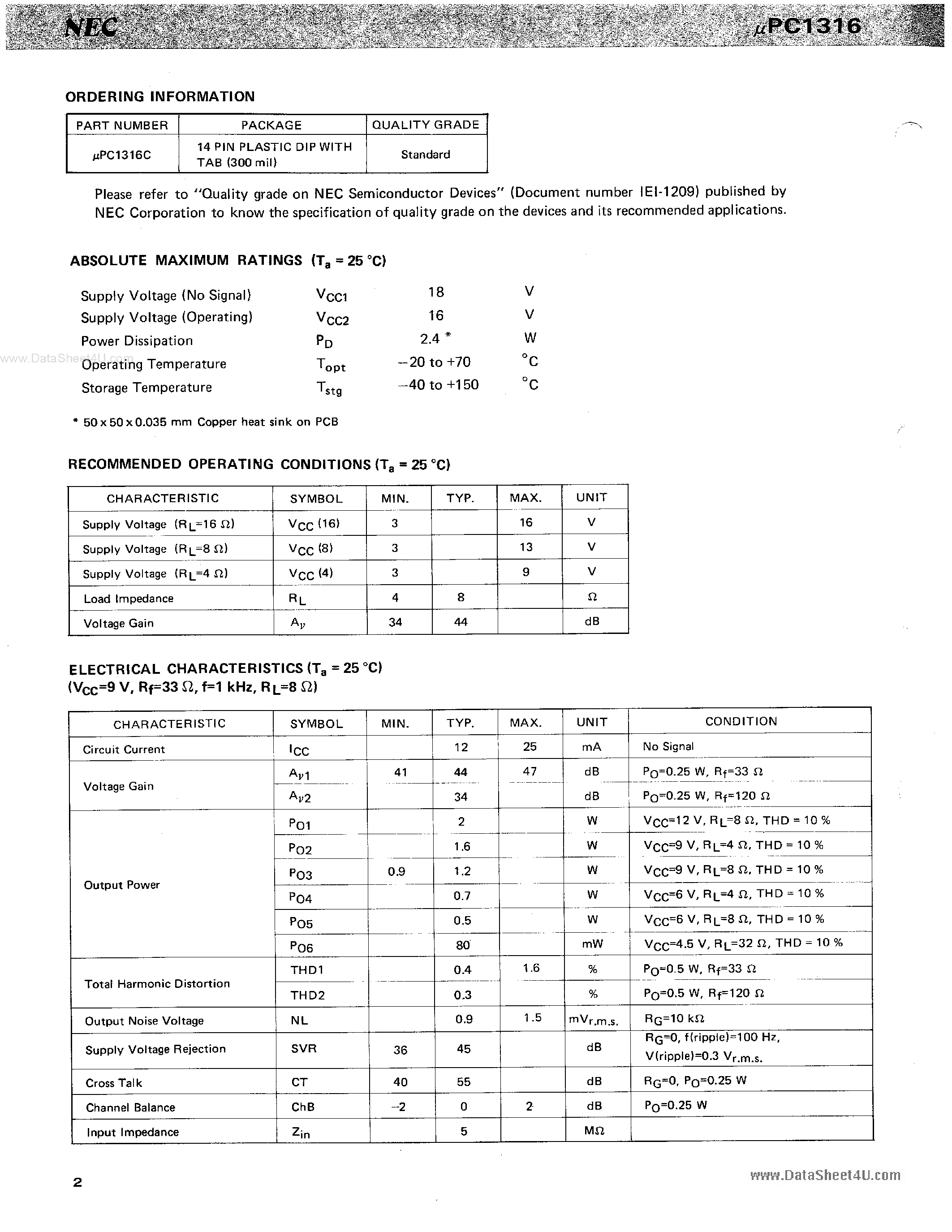 Даташит C1316C - Search -----> UPC1316C страница 2