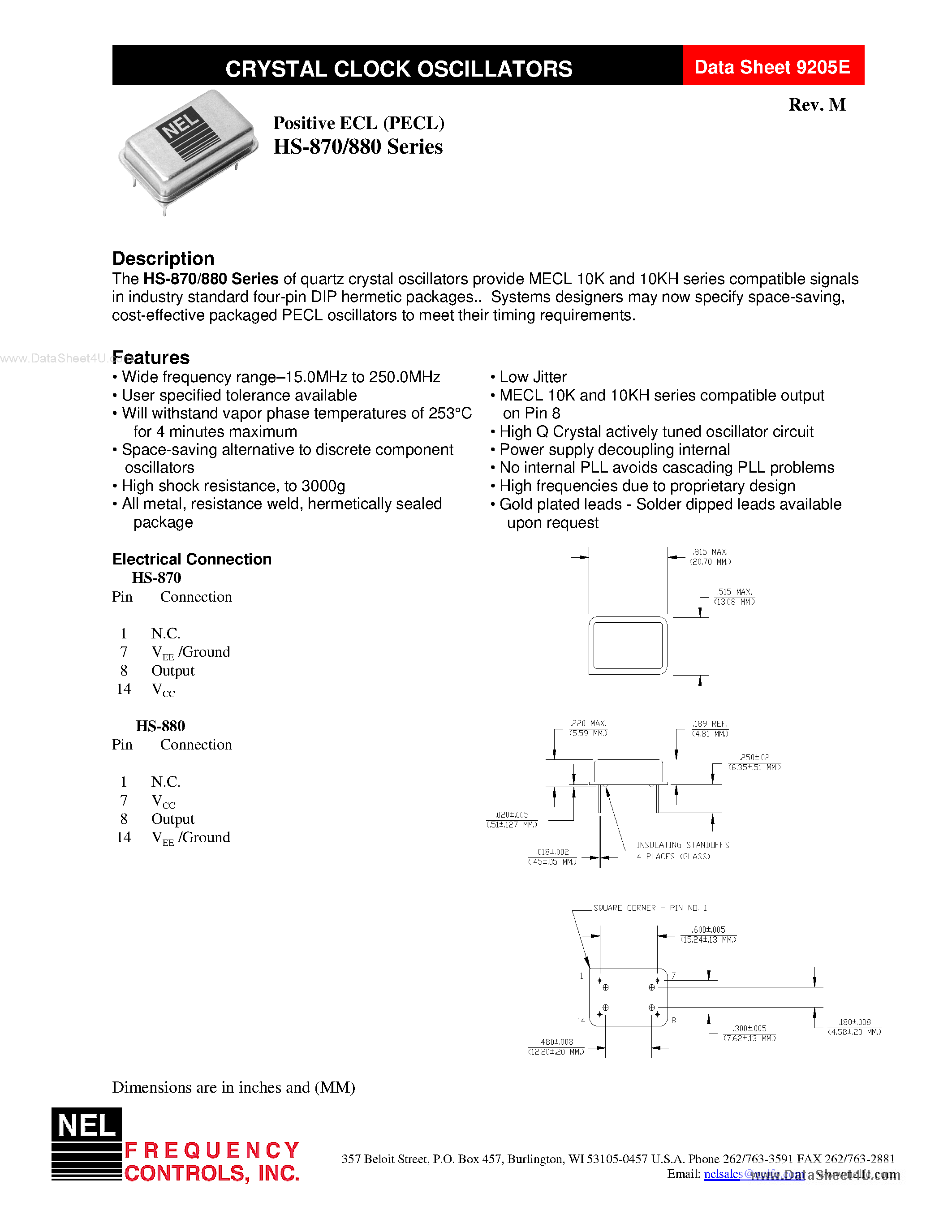 Даташит SM870 - Crystal Clock Oscillators страница 1