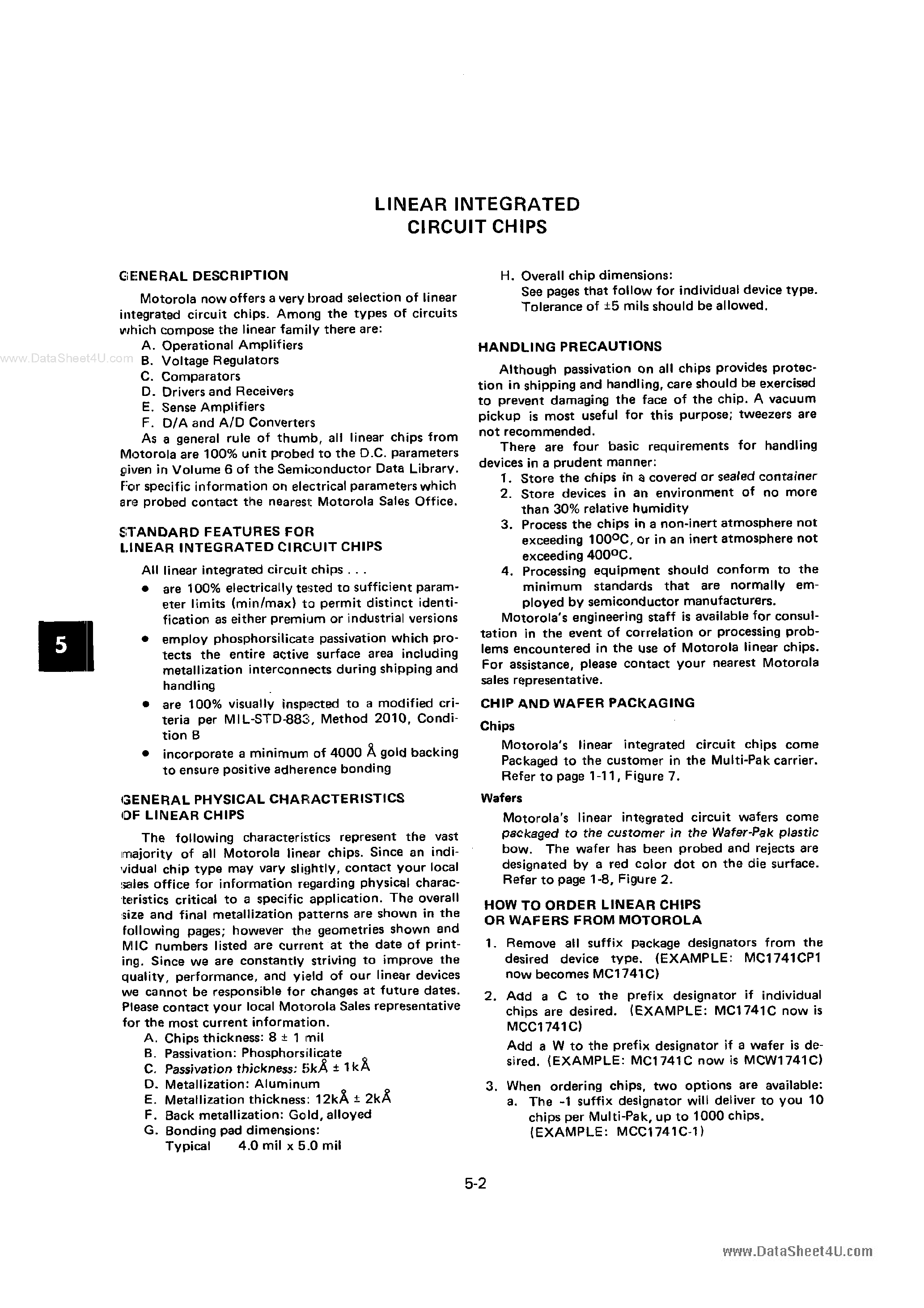 Даташит MC75450 - (MC75450 / MC754x1) Linear Integrated Circuit Chips страница 1