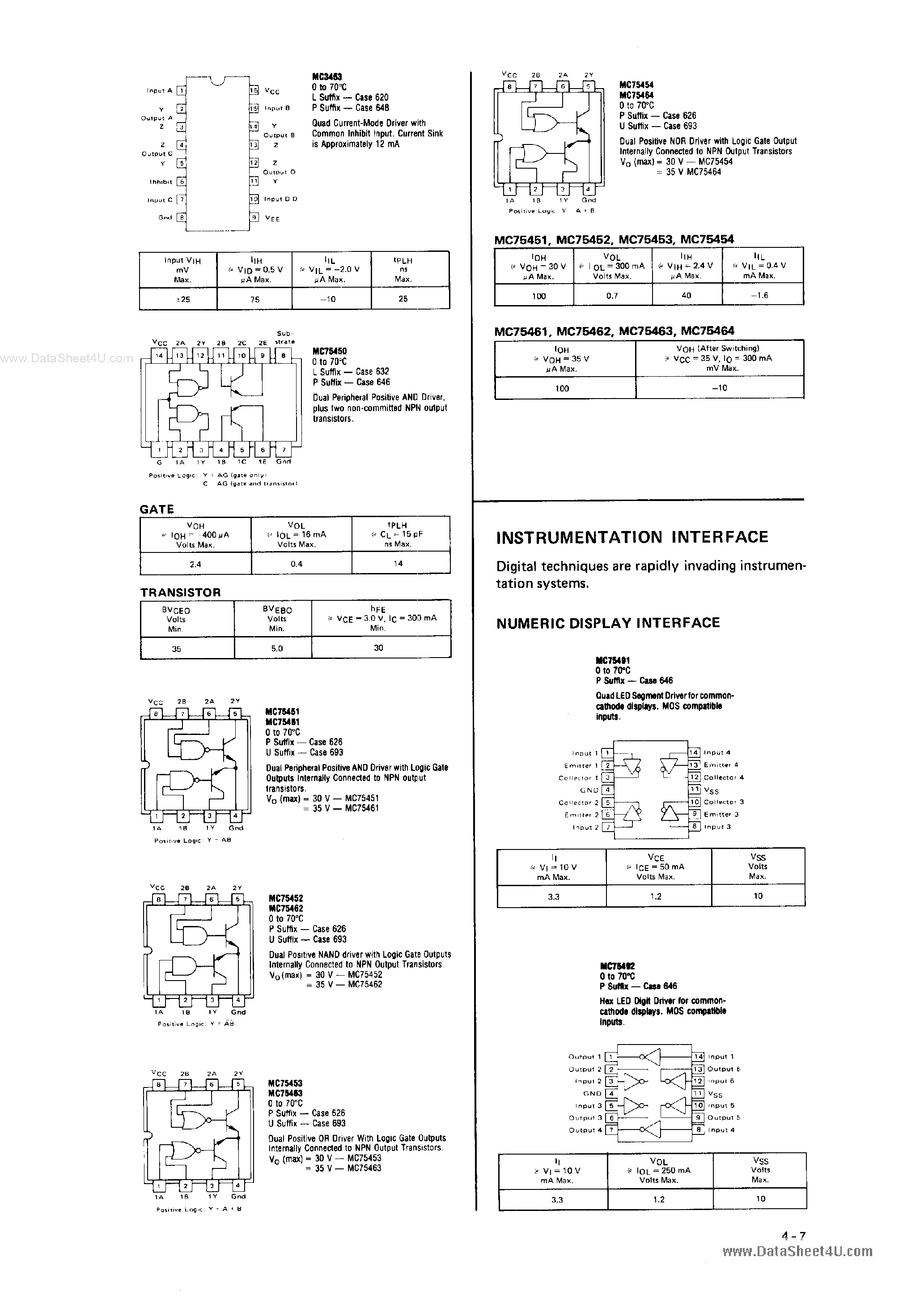 Datasheet MC75450 - (MC7545x) Dual Positive Driver page 1