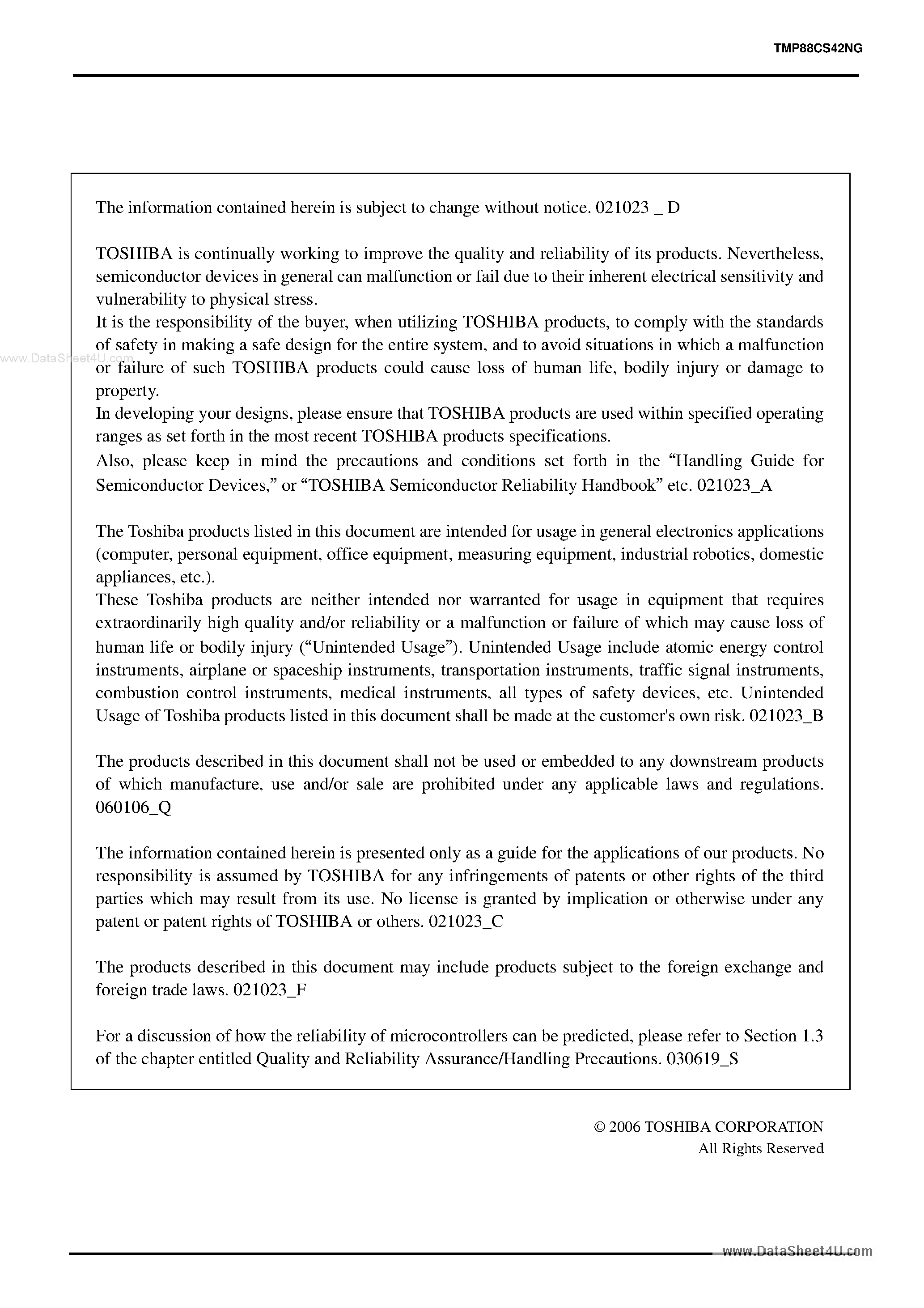 Datasheet TMP88CS42NG - 8 Bit Microcontroller page 2