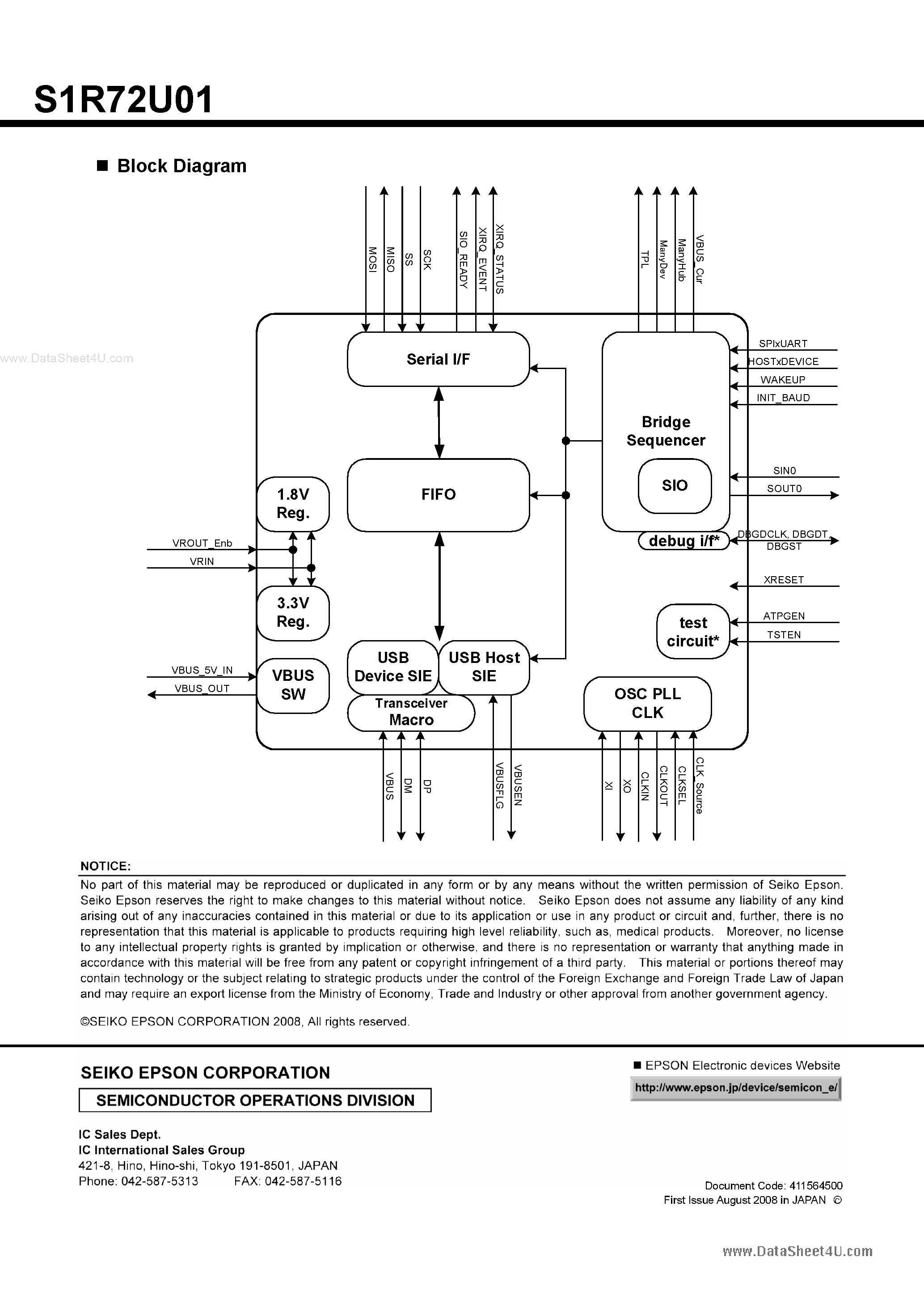 Datasheet S1R72U01 - USB 2.0 Host Controller LSI page 2