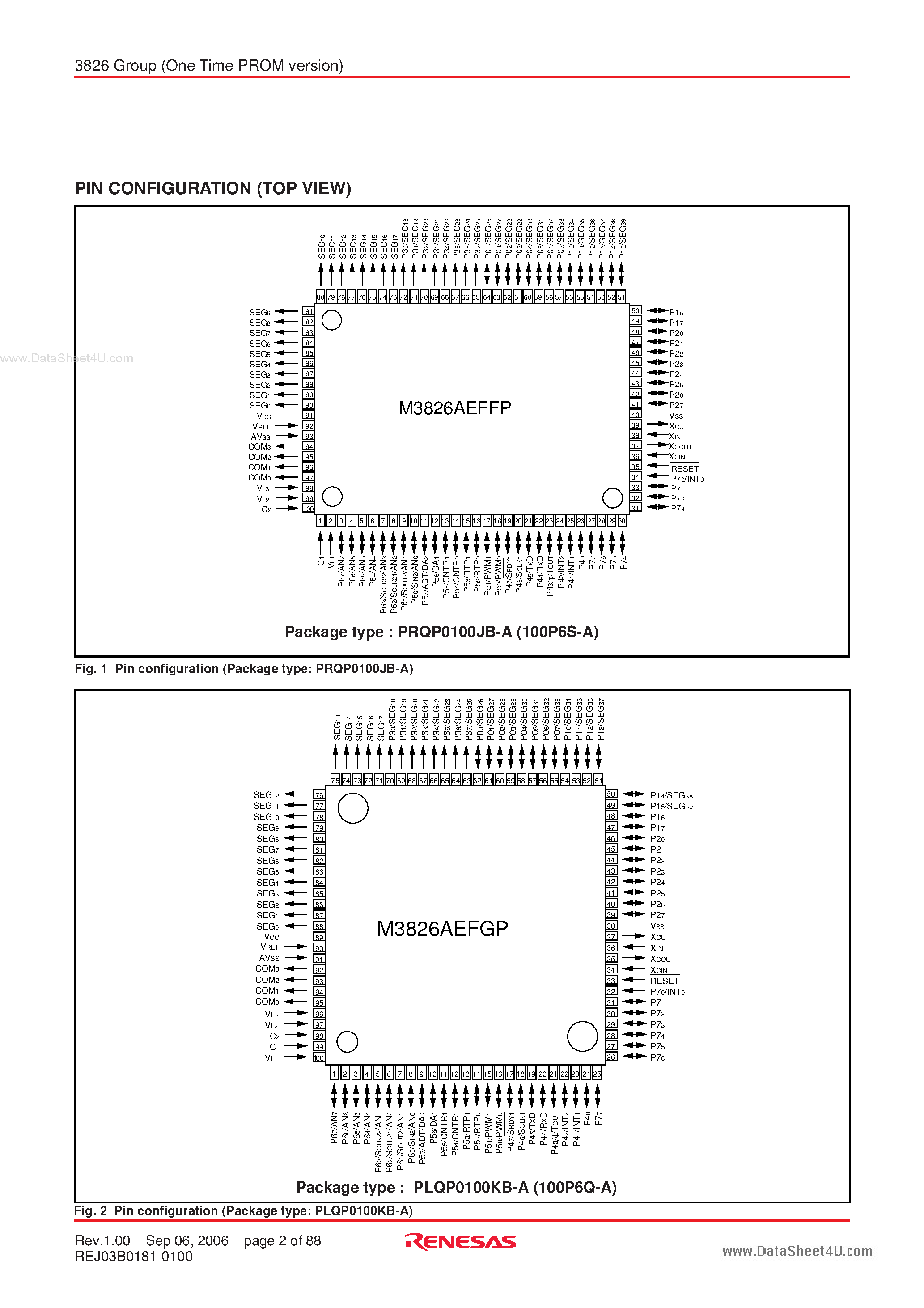 Datasheet M3826 - SINGLE-CHIP 8-BIT CMOS MICROCOMPUTER page 2