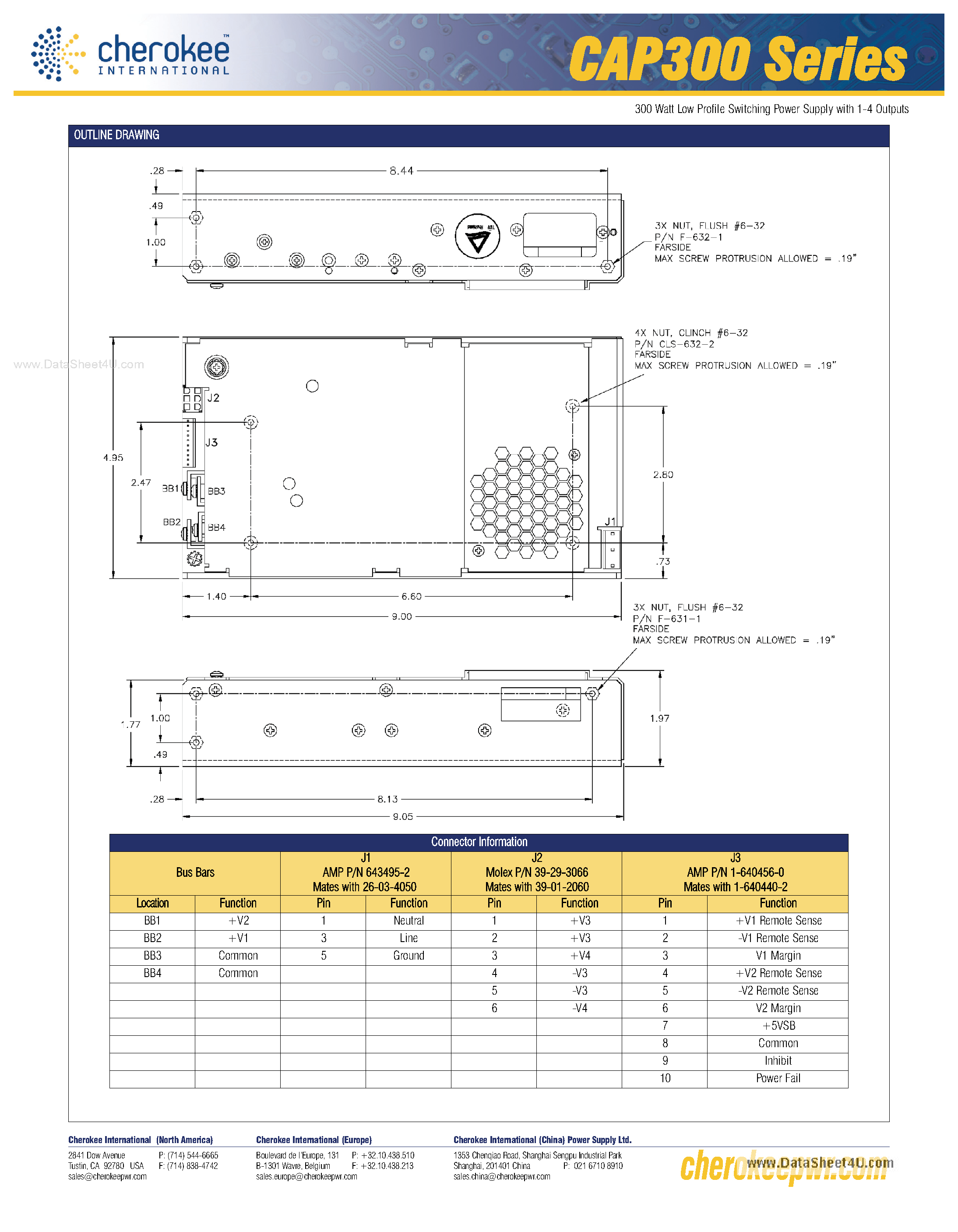 Даташит CAP300 - 300W Low Profile Switching Power Supply страница 2
